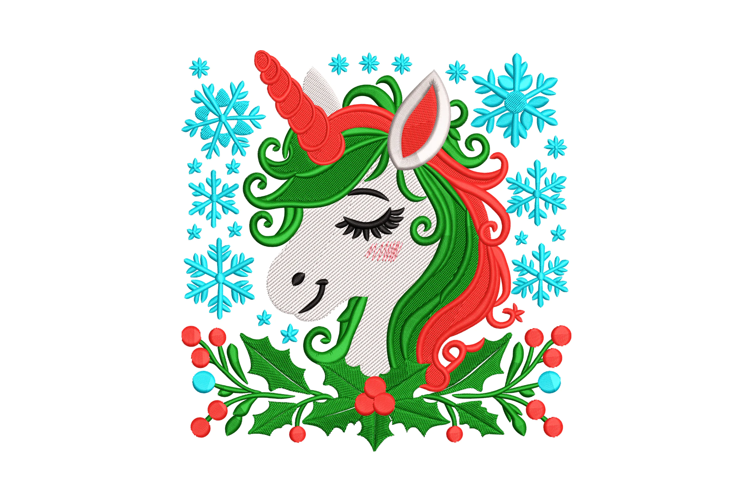 Christmas Unicorn Digital Machine Embroidery Design