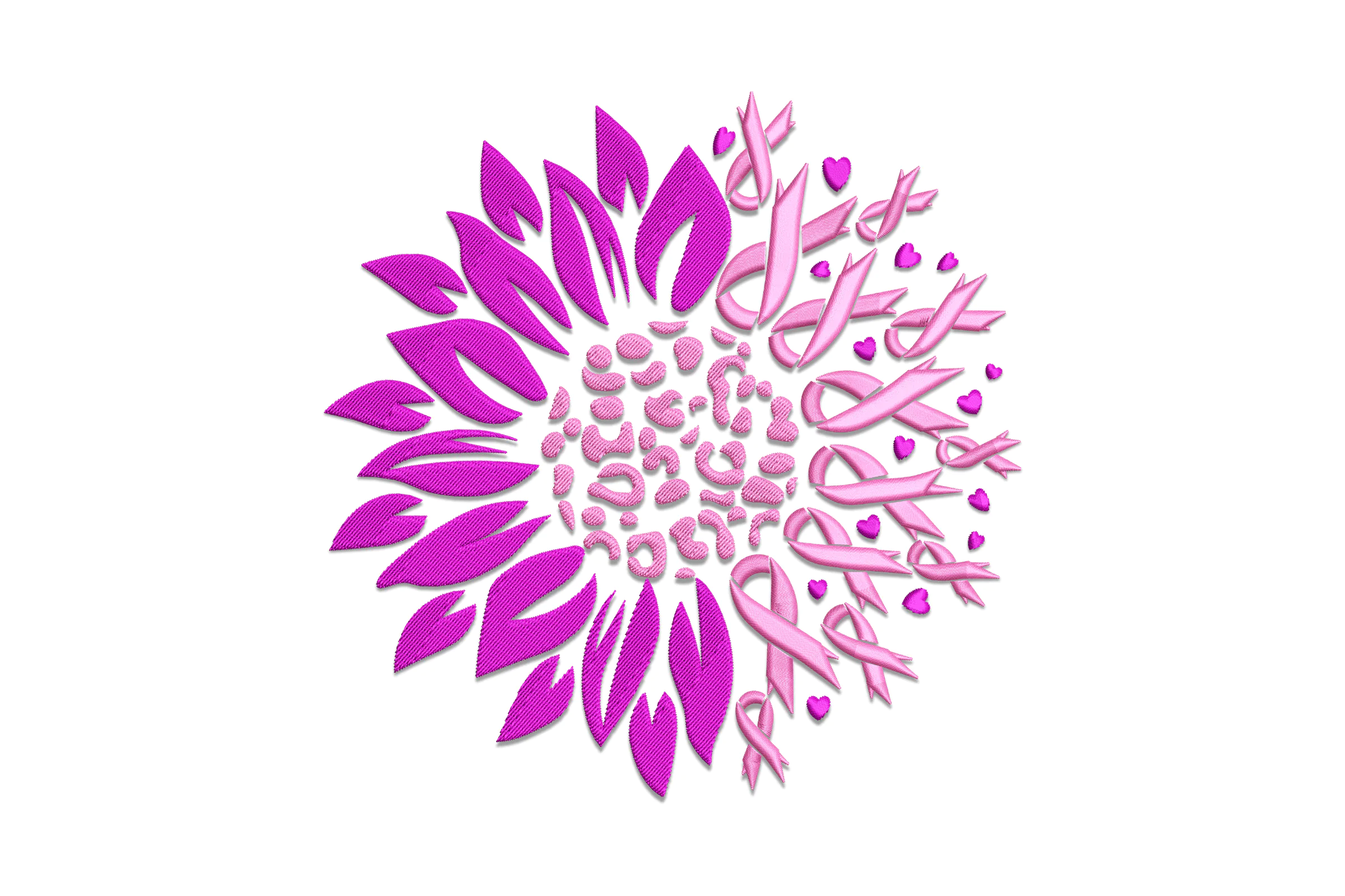 Breast Cancer Awareness Sunflower Embroidery Design