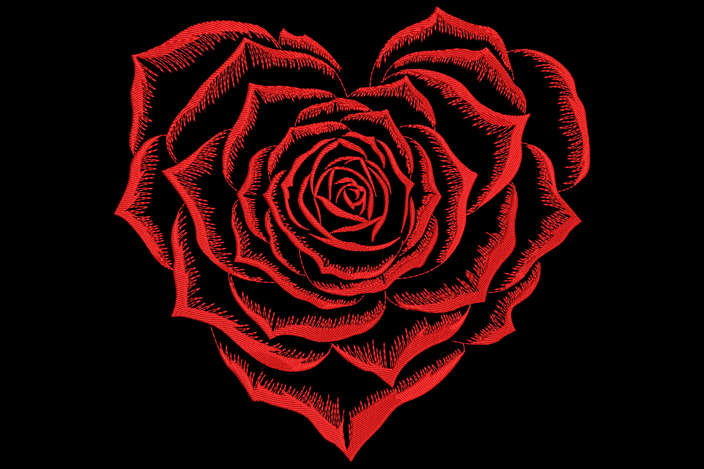 Heart Rose Embroidery Design