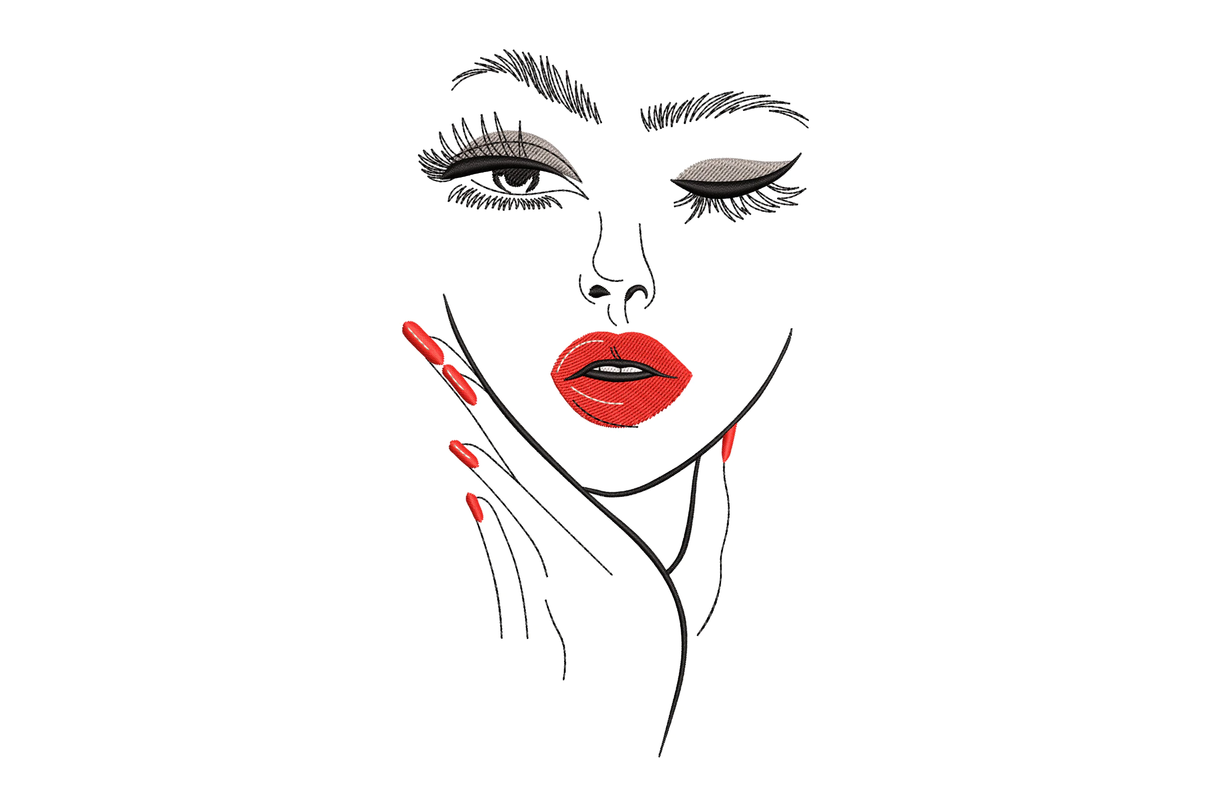 Woman's Face Embroidery Design
