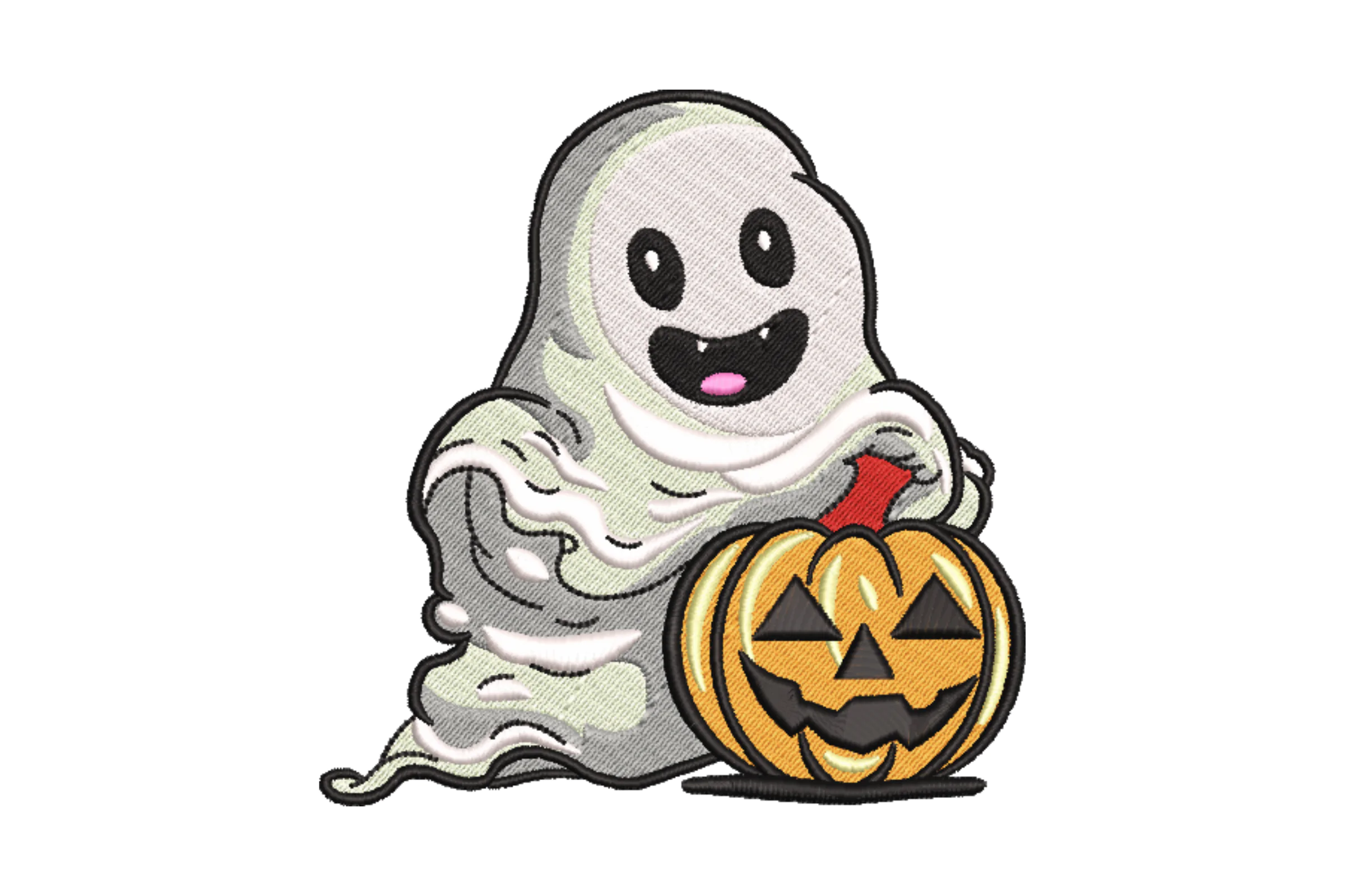 Ghost with Pumpkin Embroidery Design File