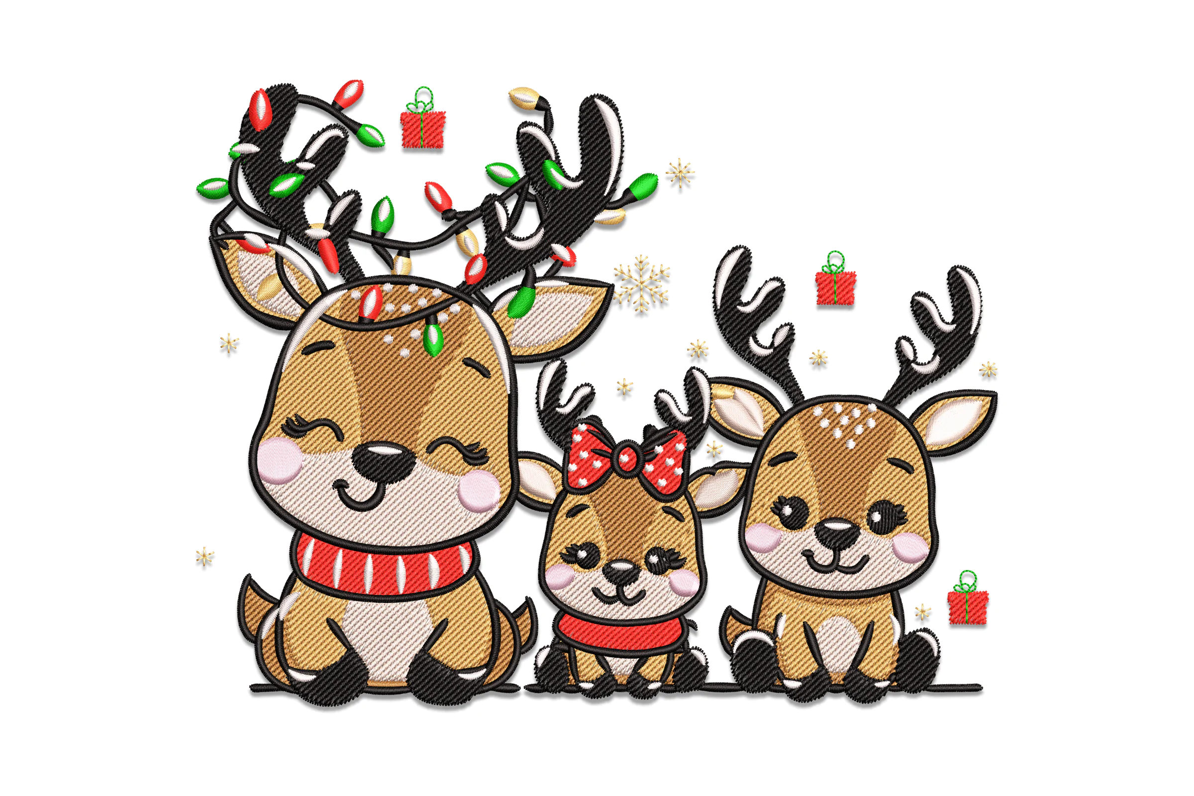 Christmas Deer Reindeer Family Embroidery Design