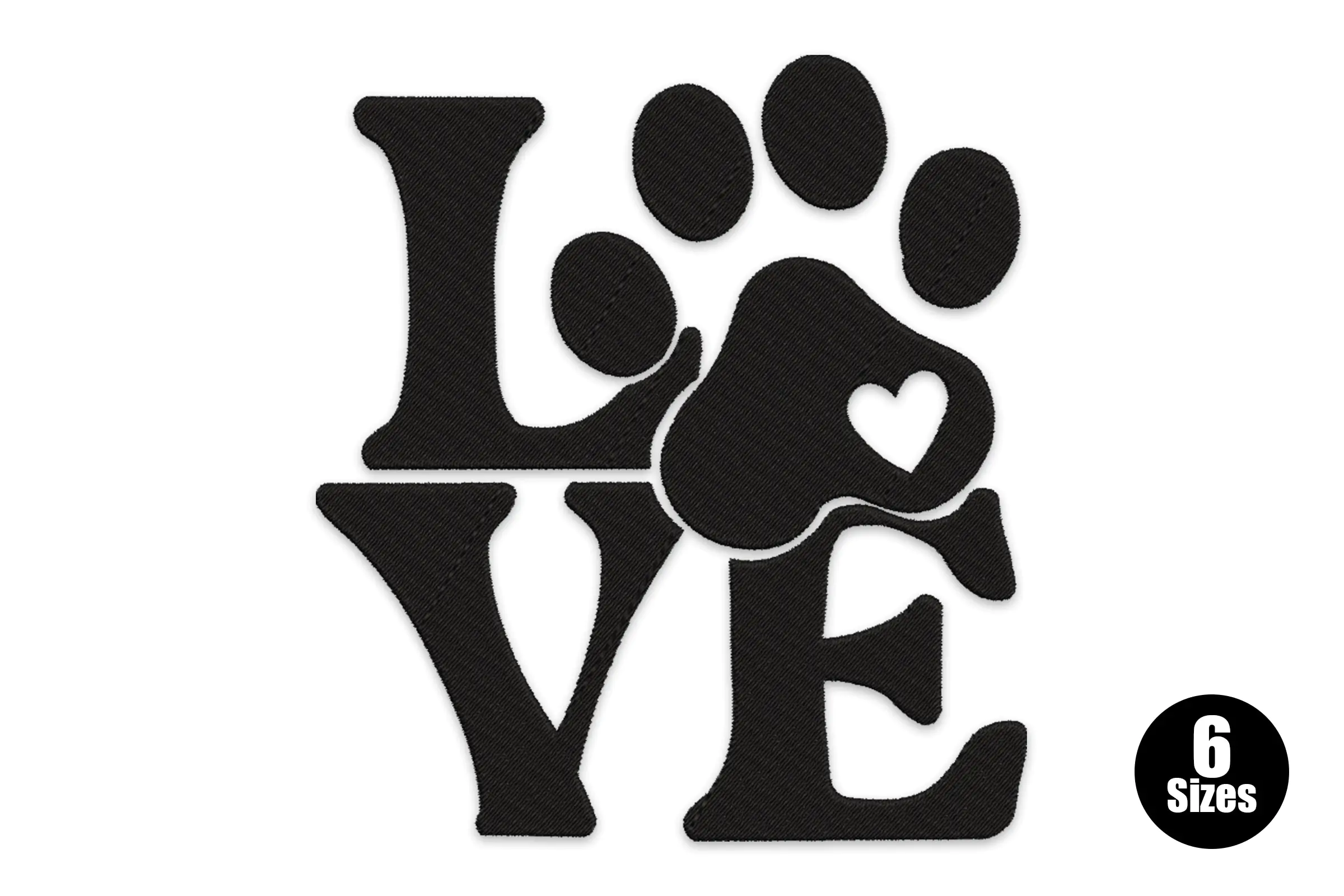 Love Paw Print Embroidery Design File