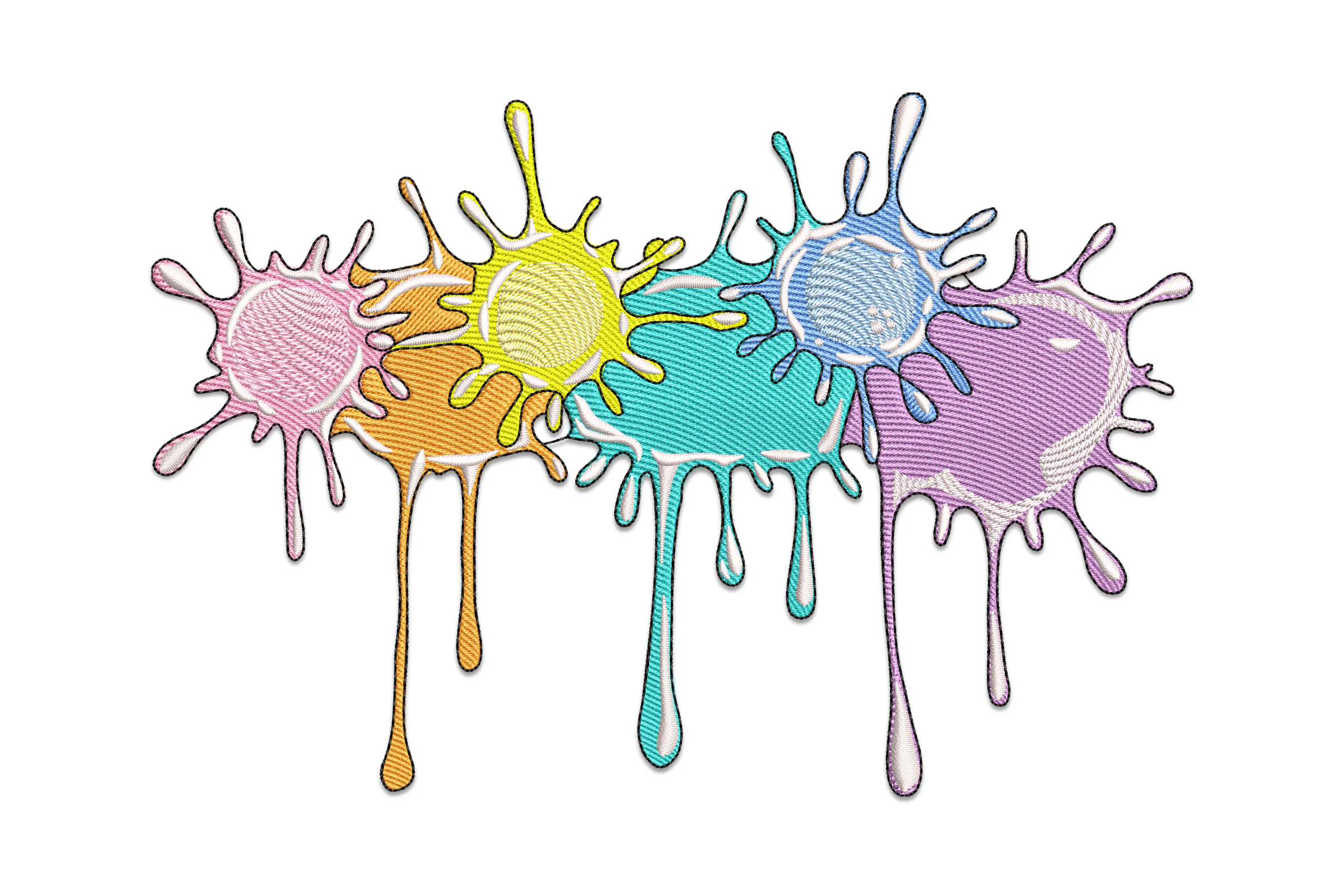 Colorful Paint Splatters Embroidery Design