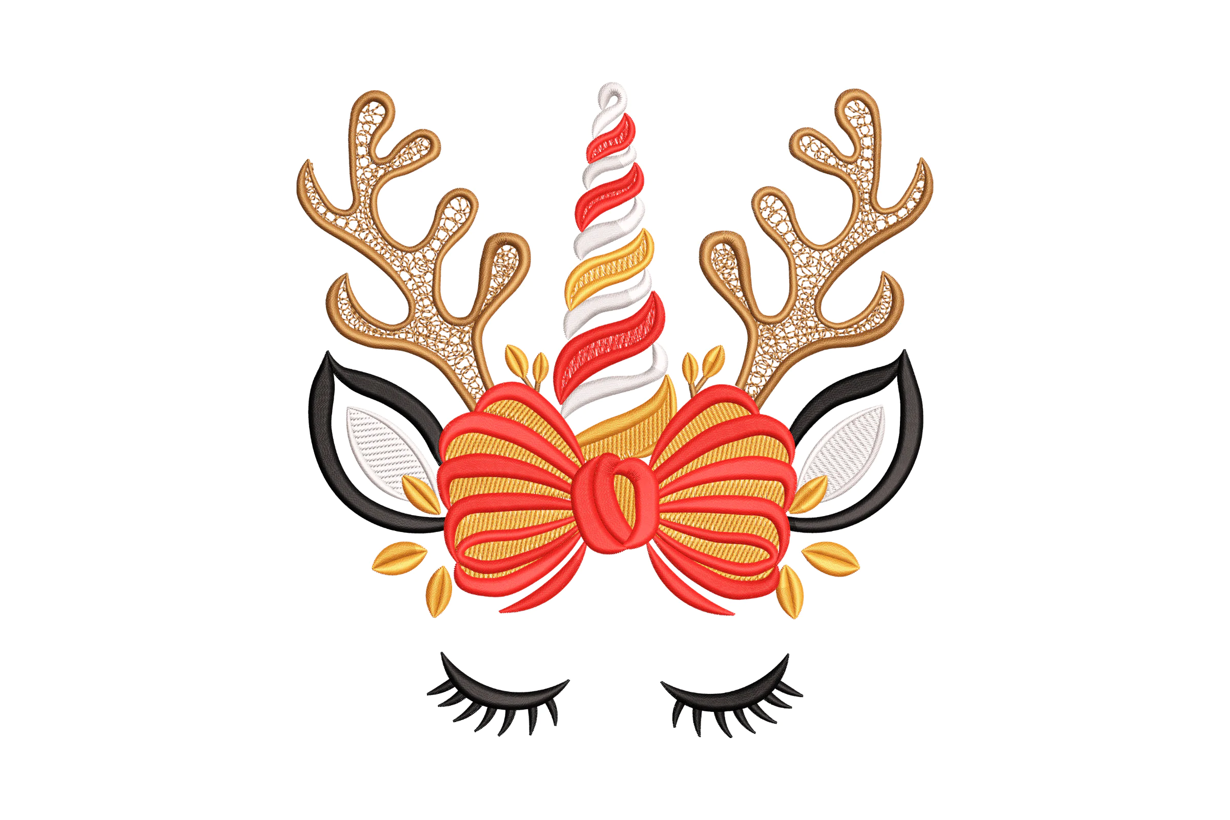 Christmas Reindeer Unicorn Embroidery Design