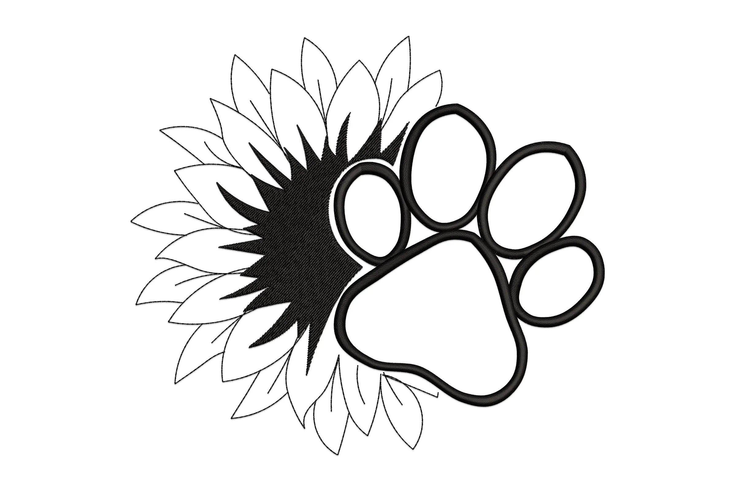 Sunflower Paw Monograme Frame Machine Embroidery Design