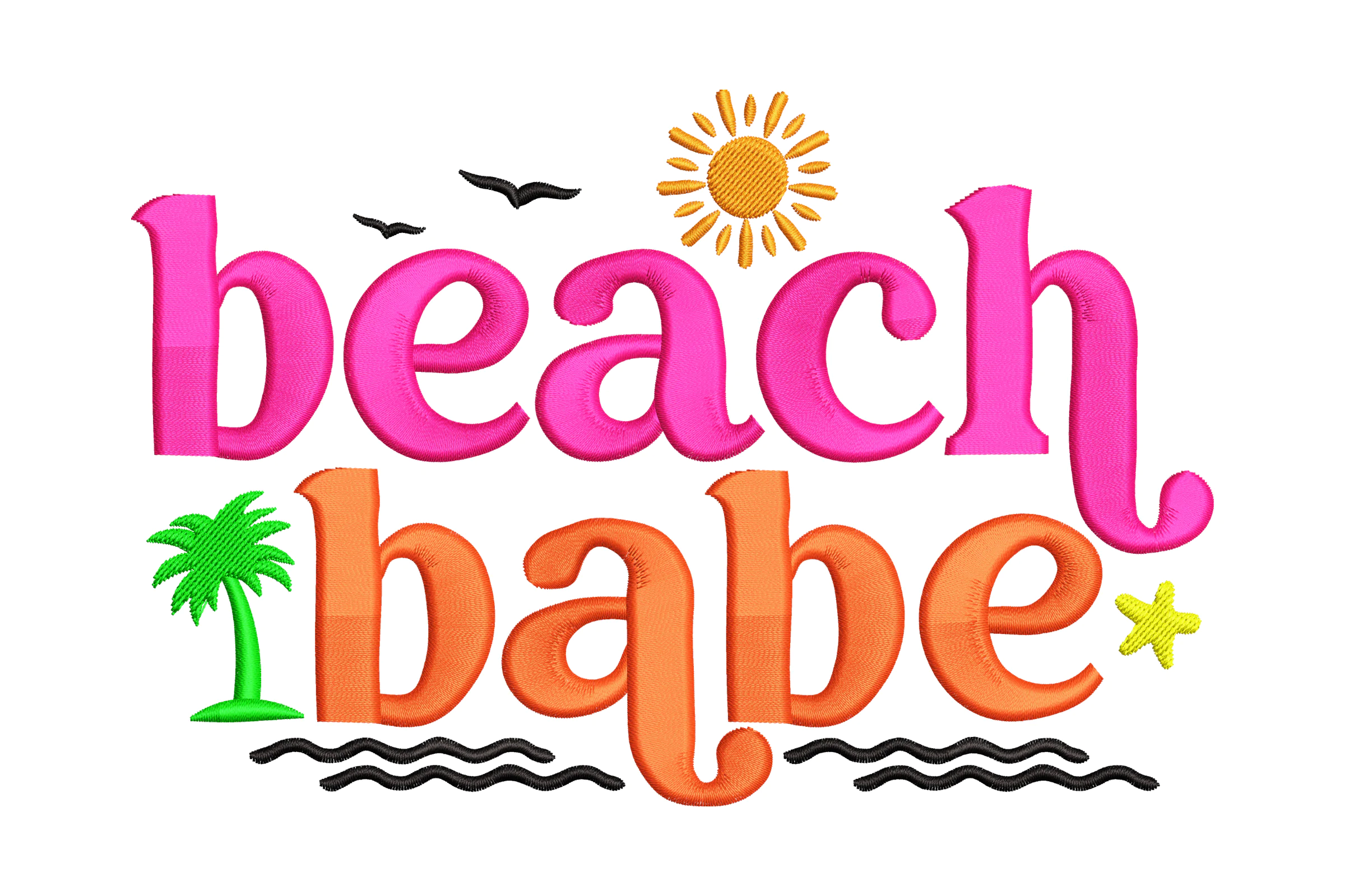 Beach Babe Embroidery Design