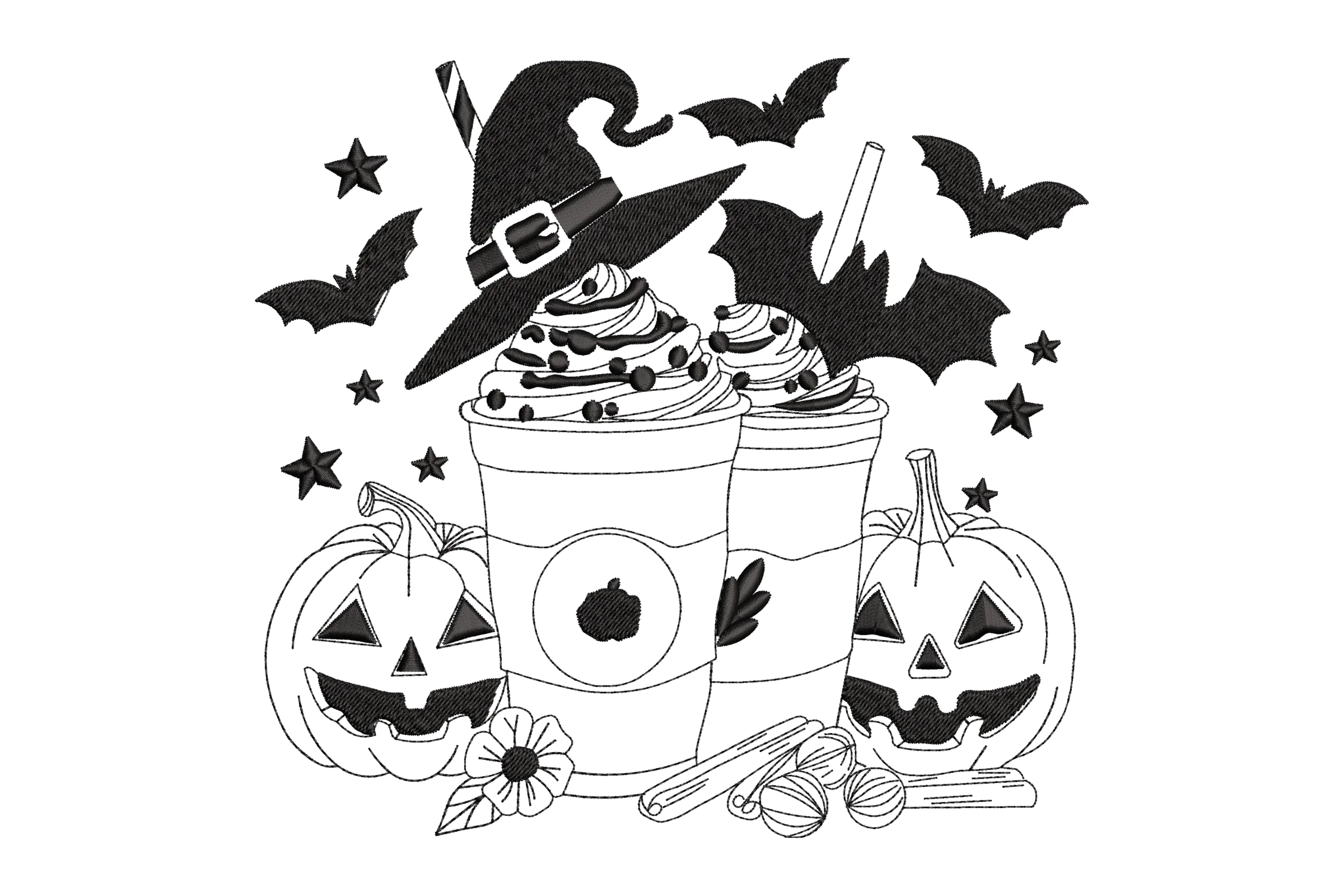 Halloween Drinks Embroidery Design