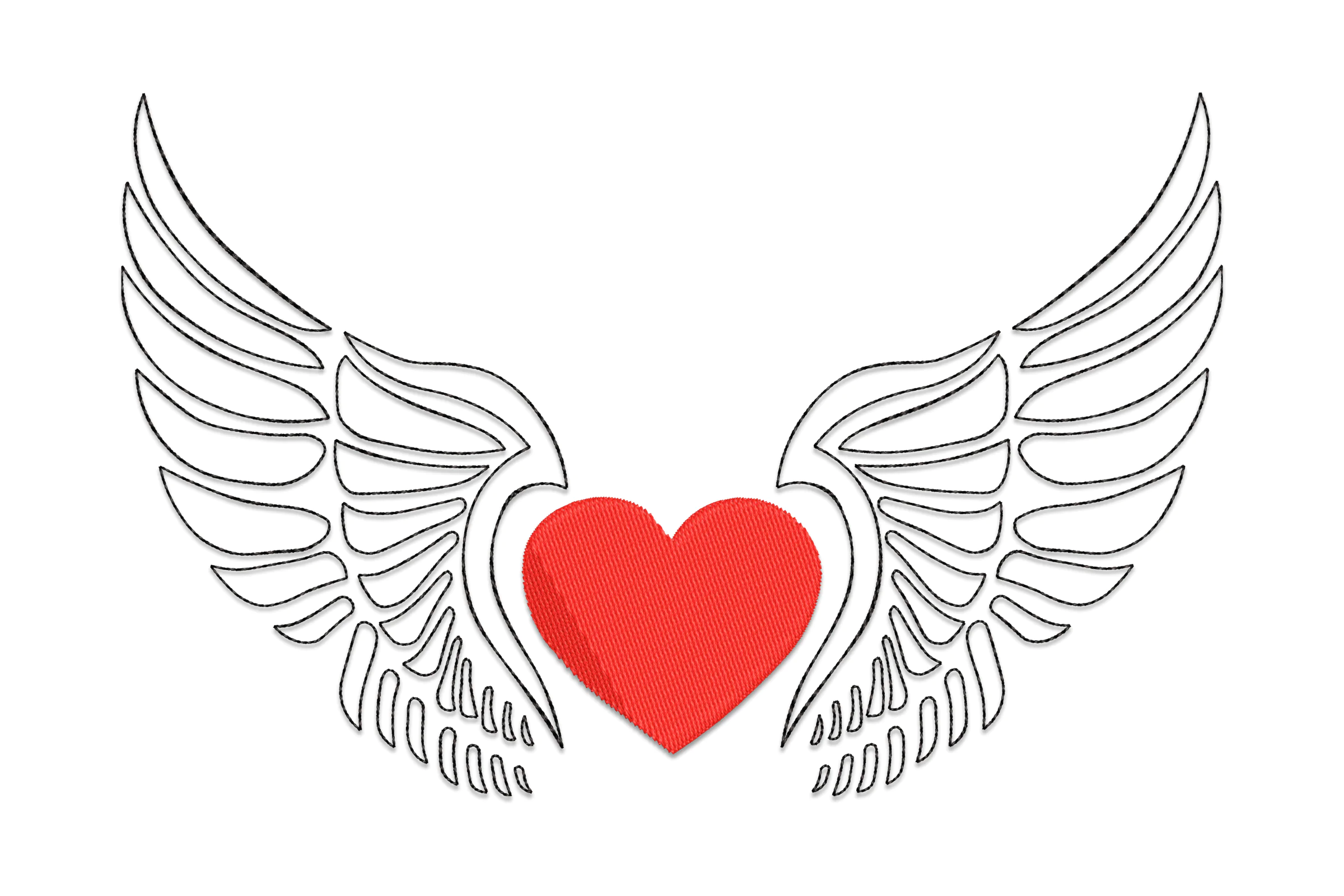 Heart with Wings Digital Embroidery Design