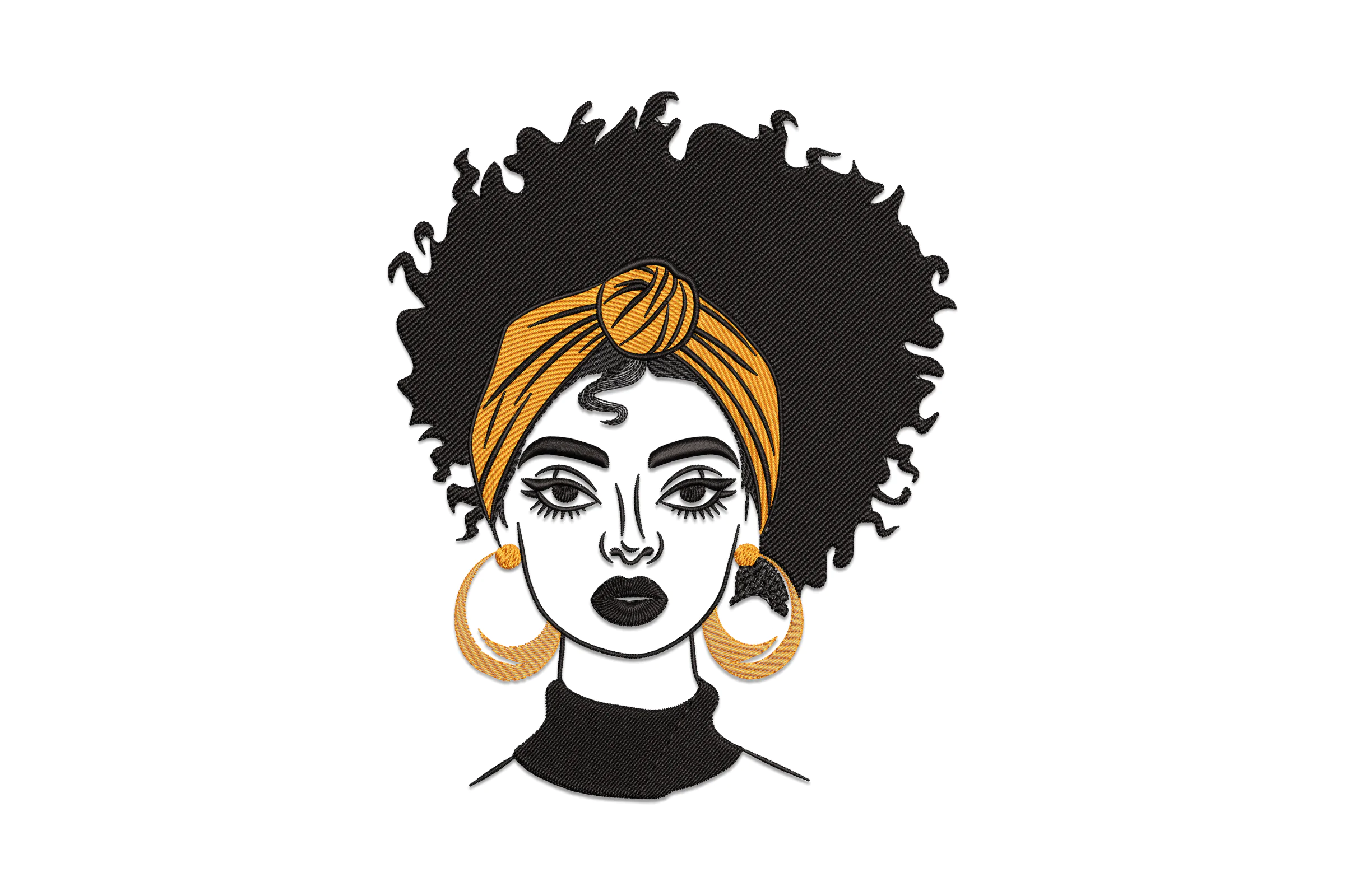 Black Afro Women Embroidery Design