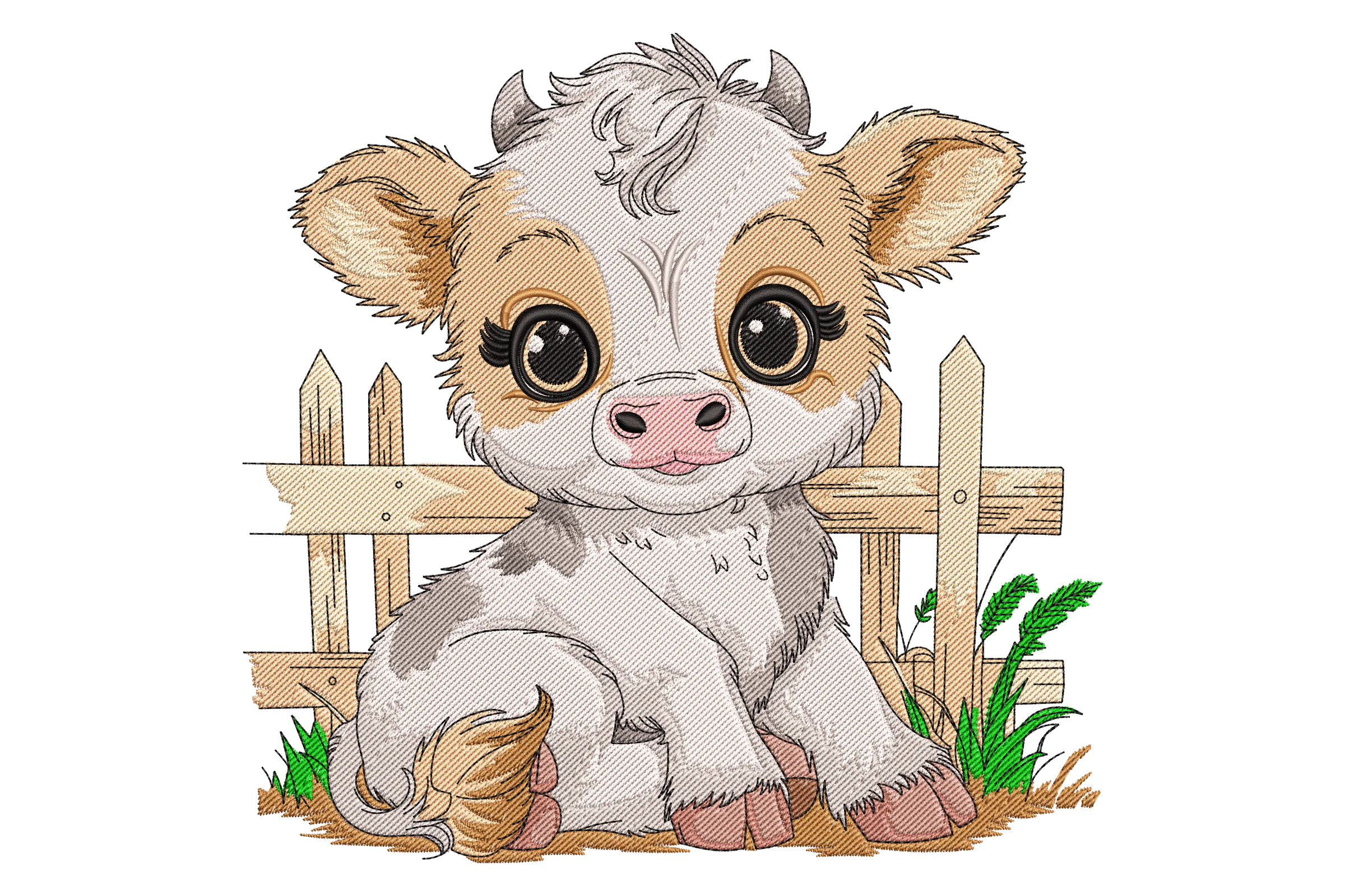 Baby Cow Embroidery Design