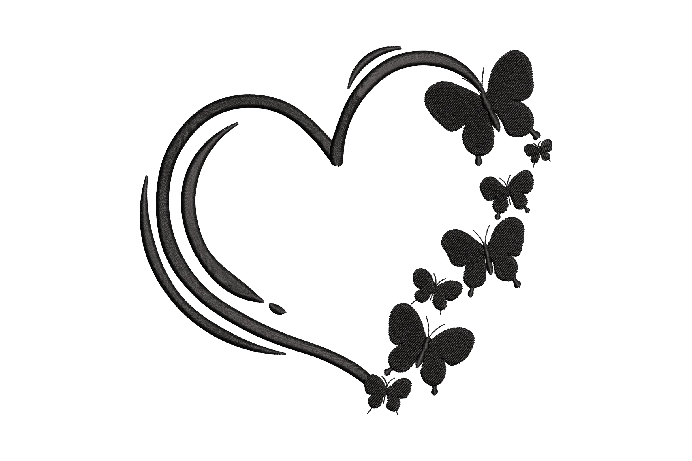 Heart with Butterfly Embroidery Design