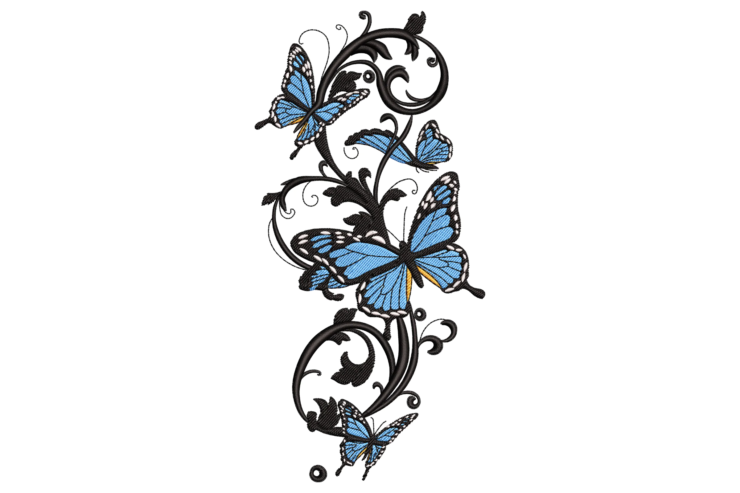 Blue Butterfly Embroidery Design