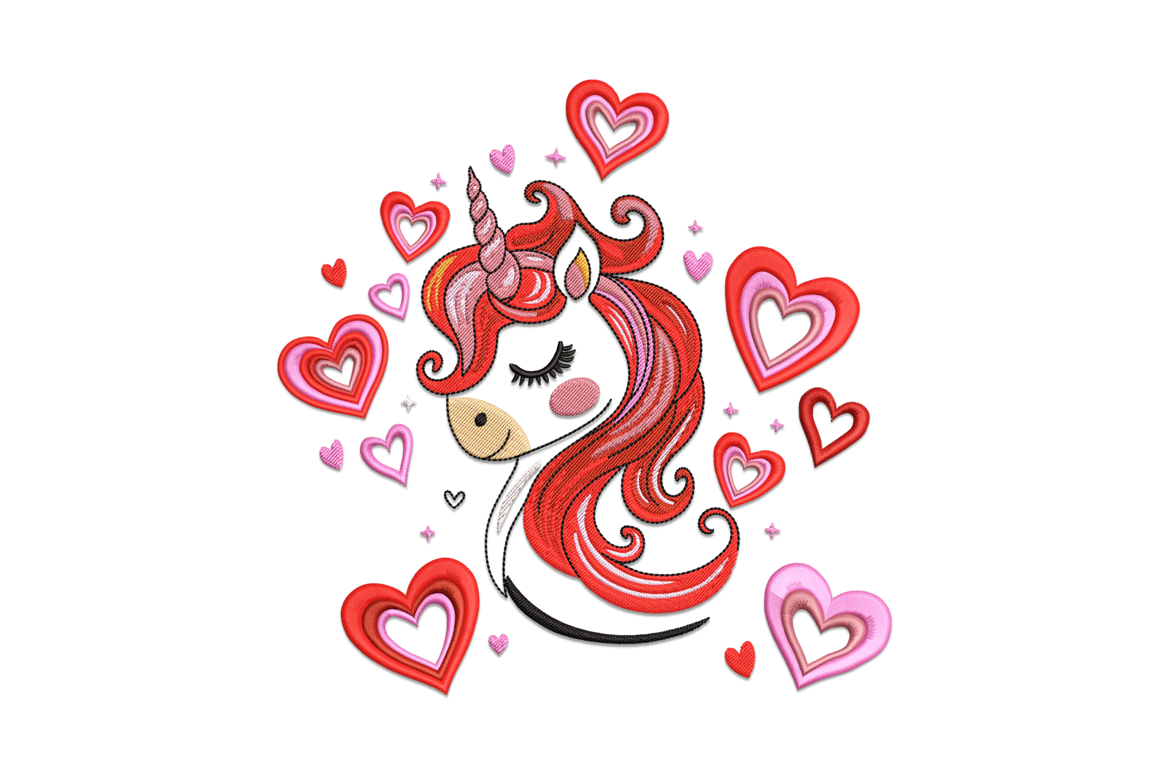 Cute Love Unicorn Digital Machine Embroidery Design