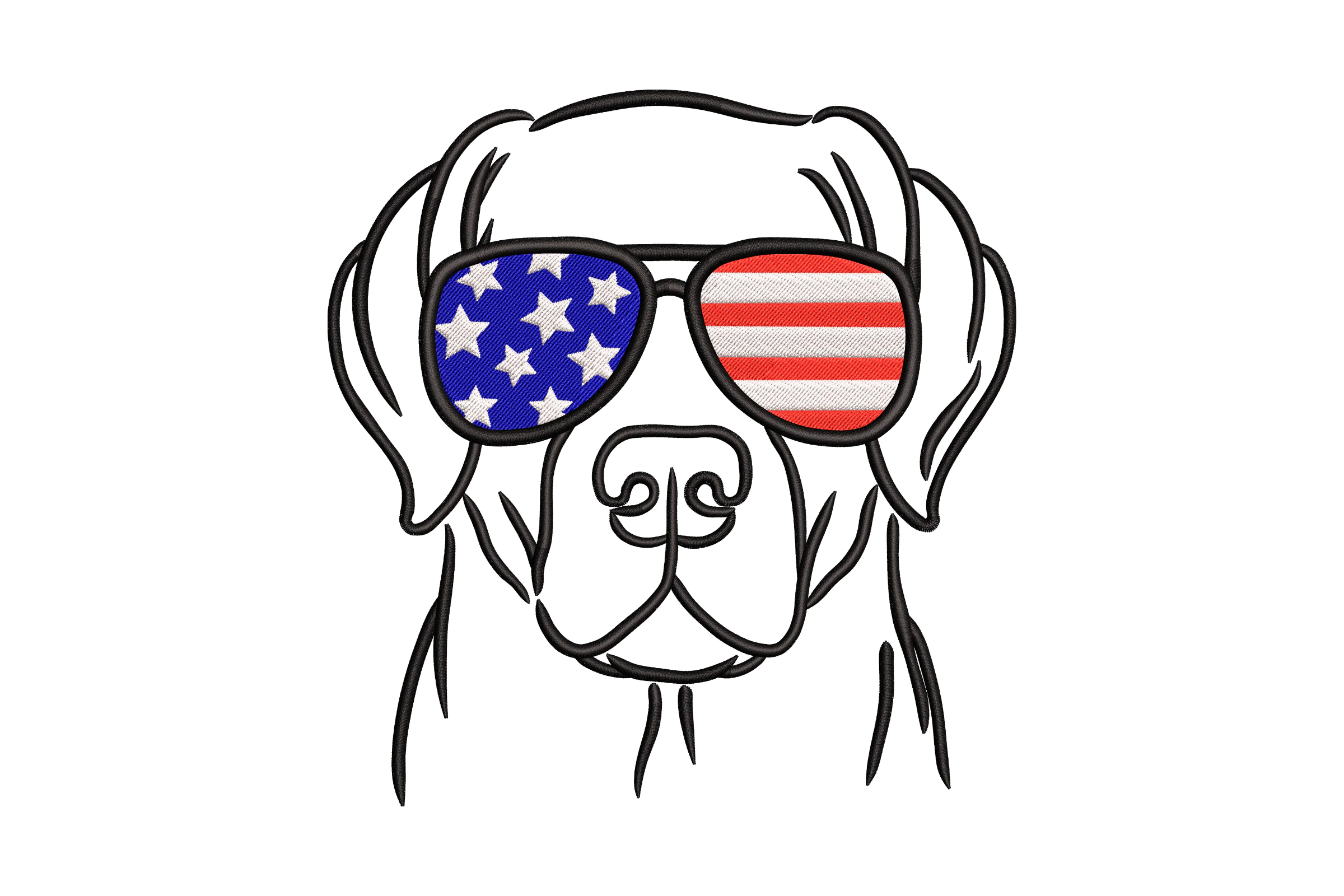 Patriotic Dog with American Flag Sunglasses Embroidery Design