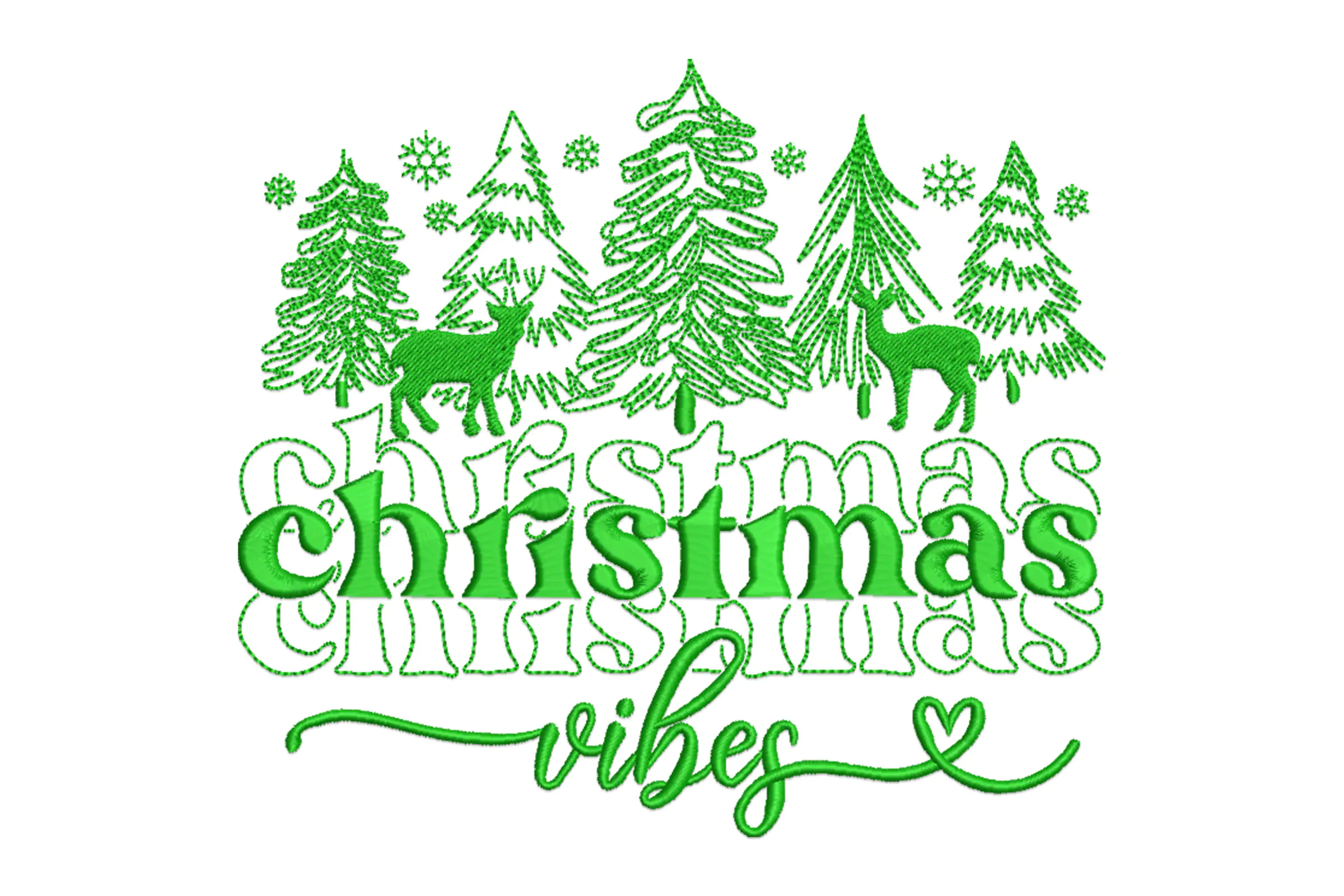 Christmas Tree Deer Embroidery Design, Machine Embroidery Design