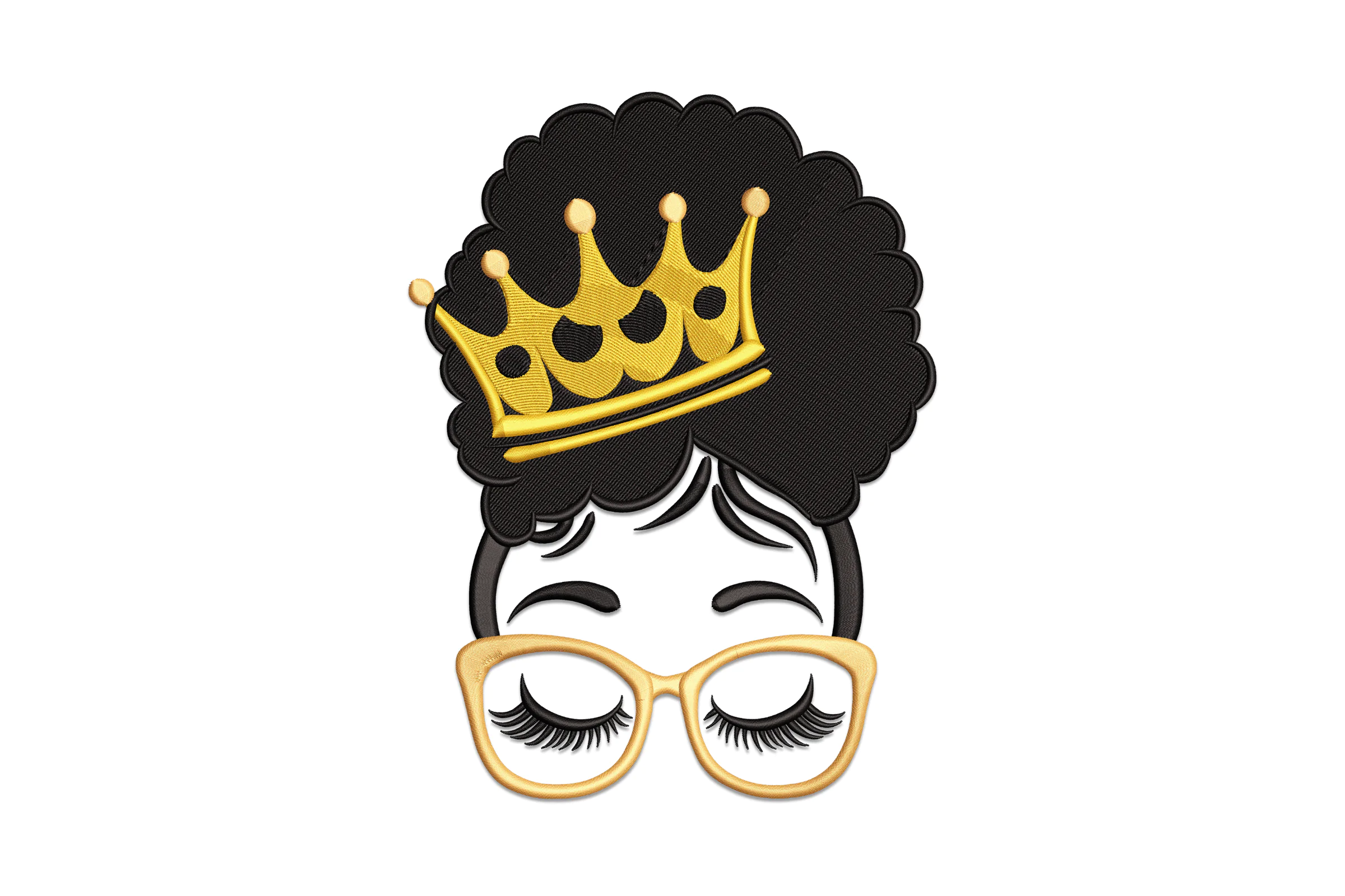 Queen Afro Face Embroidery Design