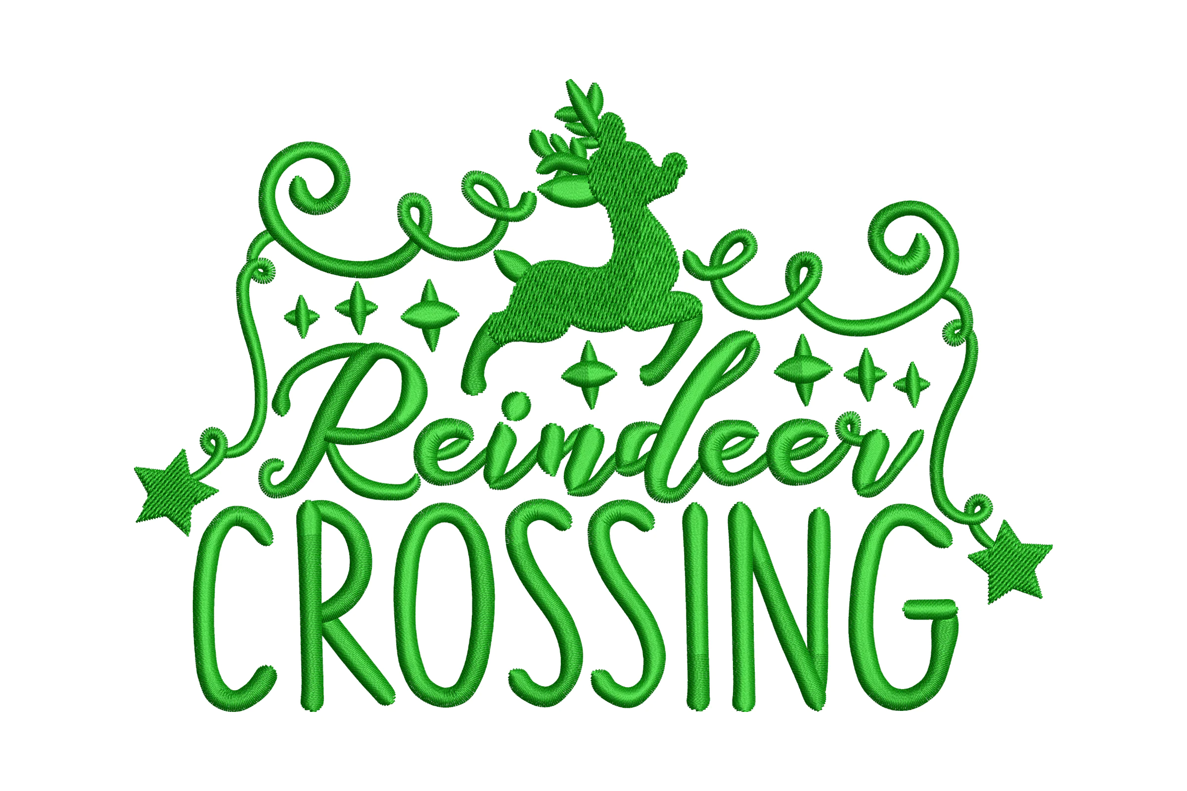 Christmas Reindeer Crossing Embroidery Design