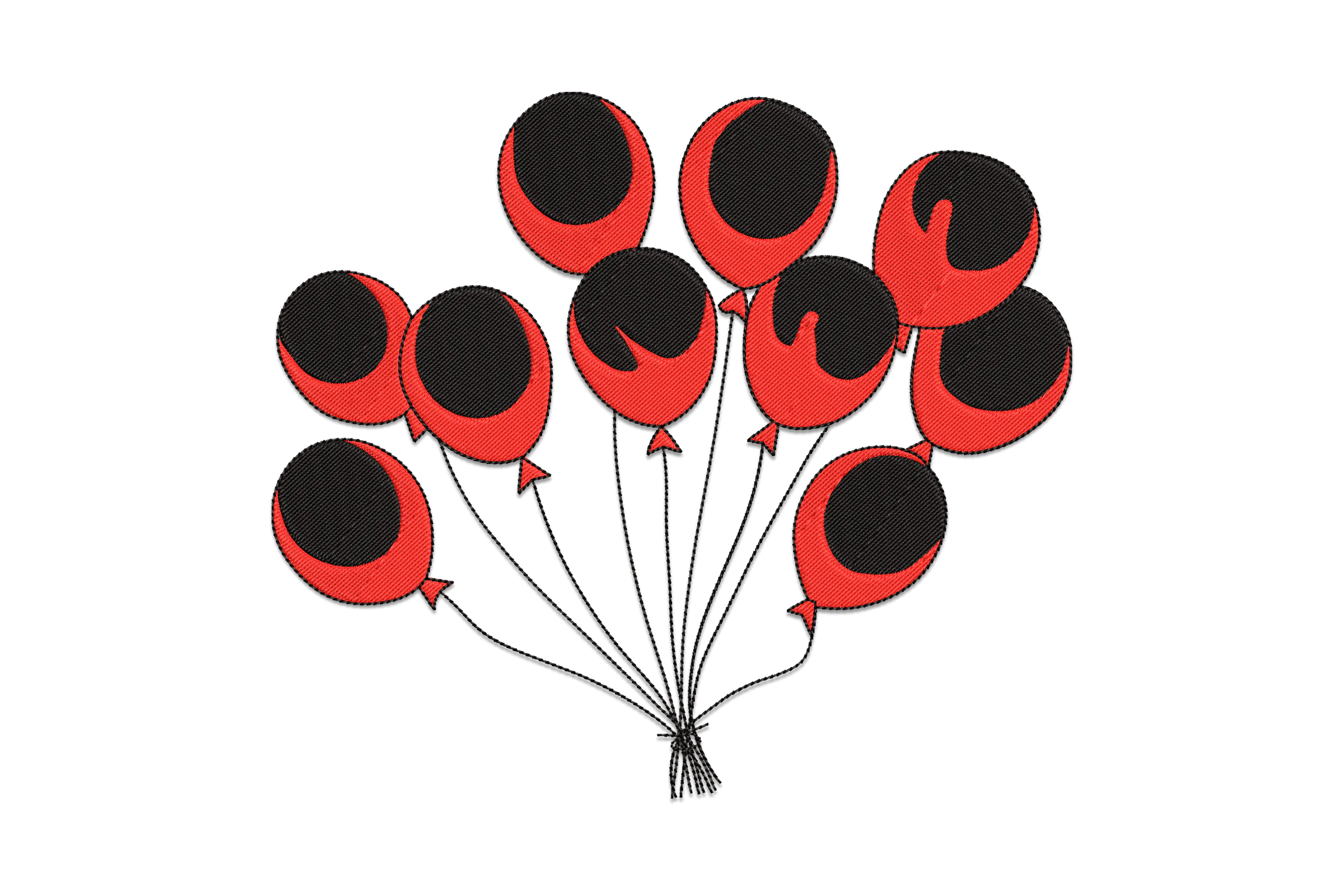 Red & Black Balloons Embroidery Design