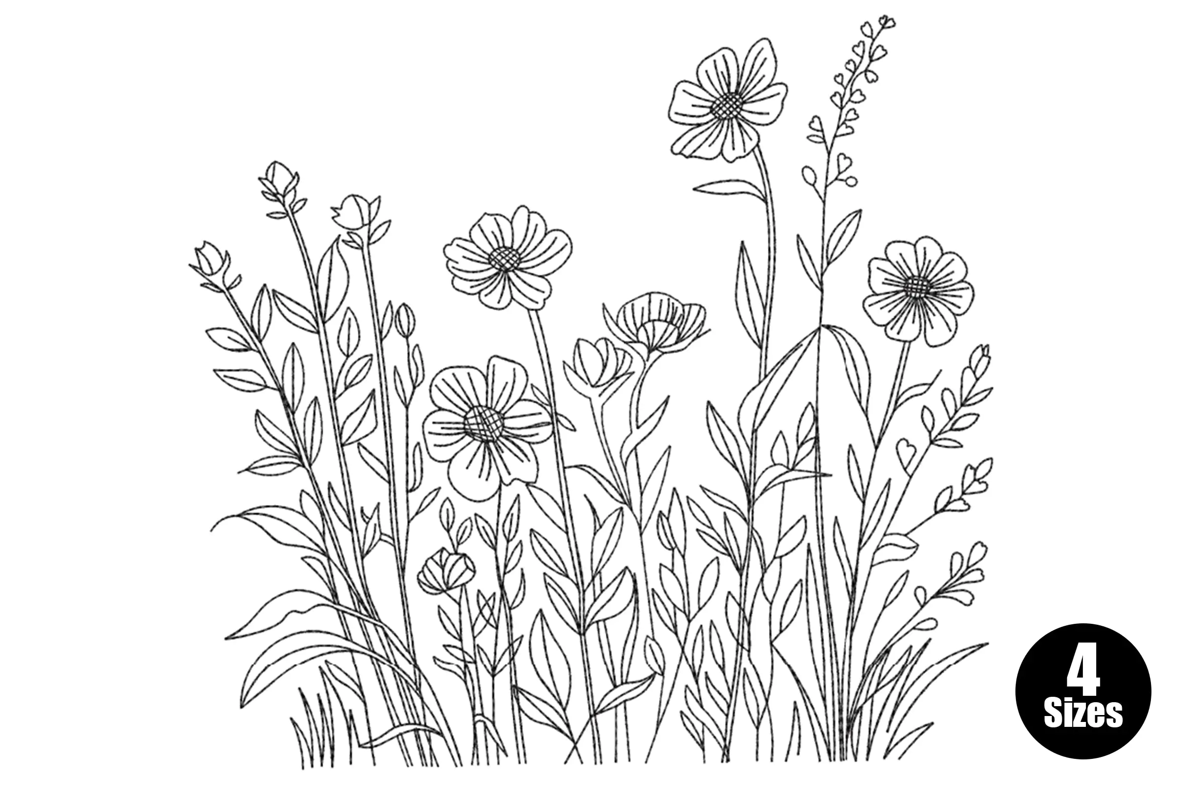 Botanical Wildflower, Beautiful Floral Machine Embroider Design