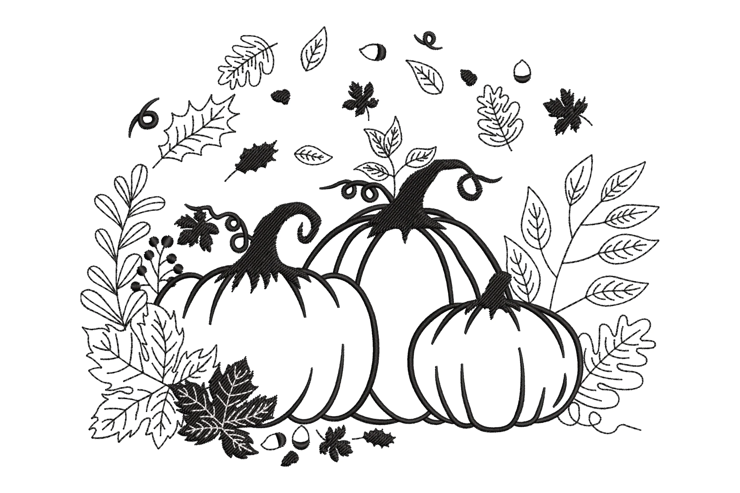 Floral Pumpkins Embroidery Design