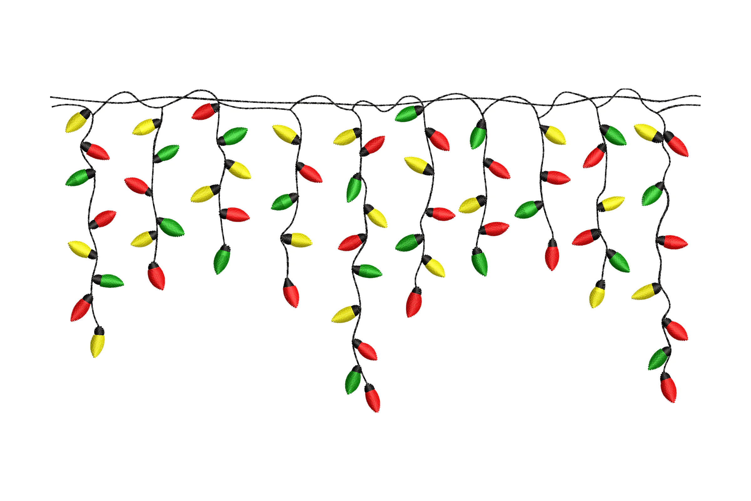 Christmas Lights Border Embroidery Design
