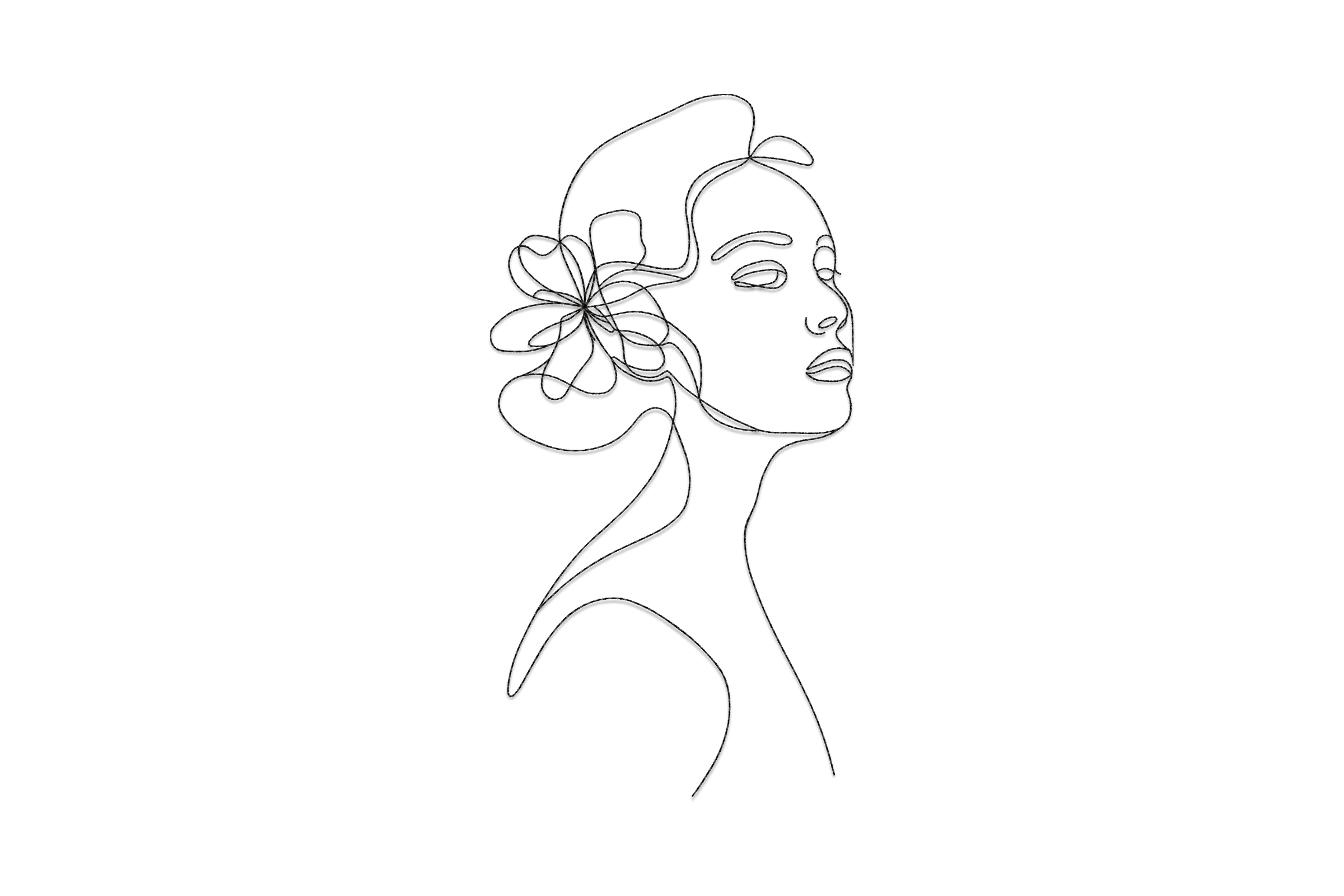 Woman Head With Flowers Embroidery Design