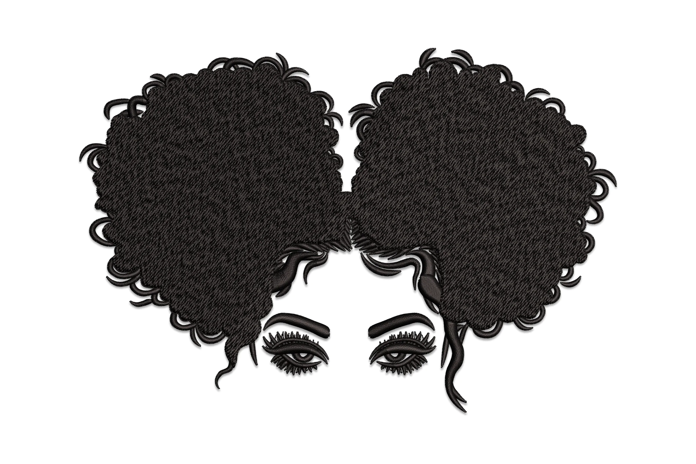 Curly Hair Woman Embroidery Design Pattern