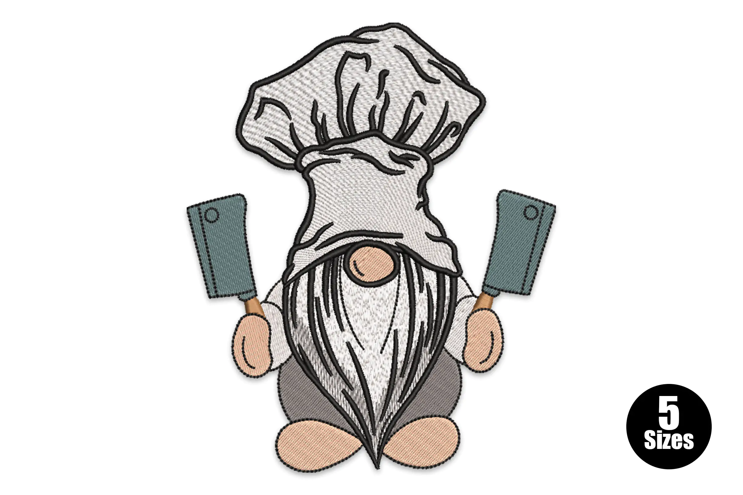 Chef with Cleaver Embroidery Design