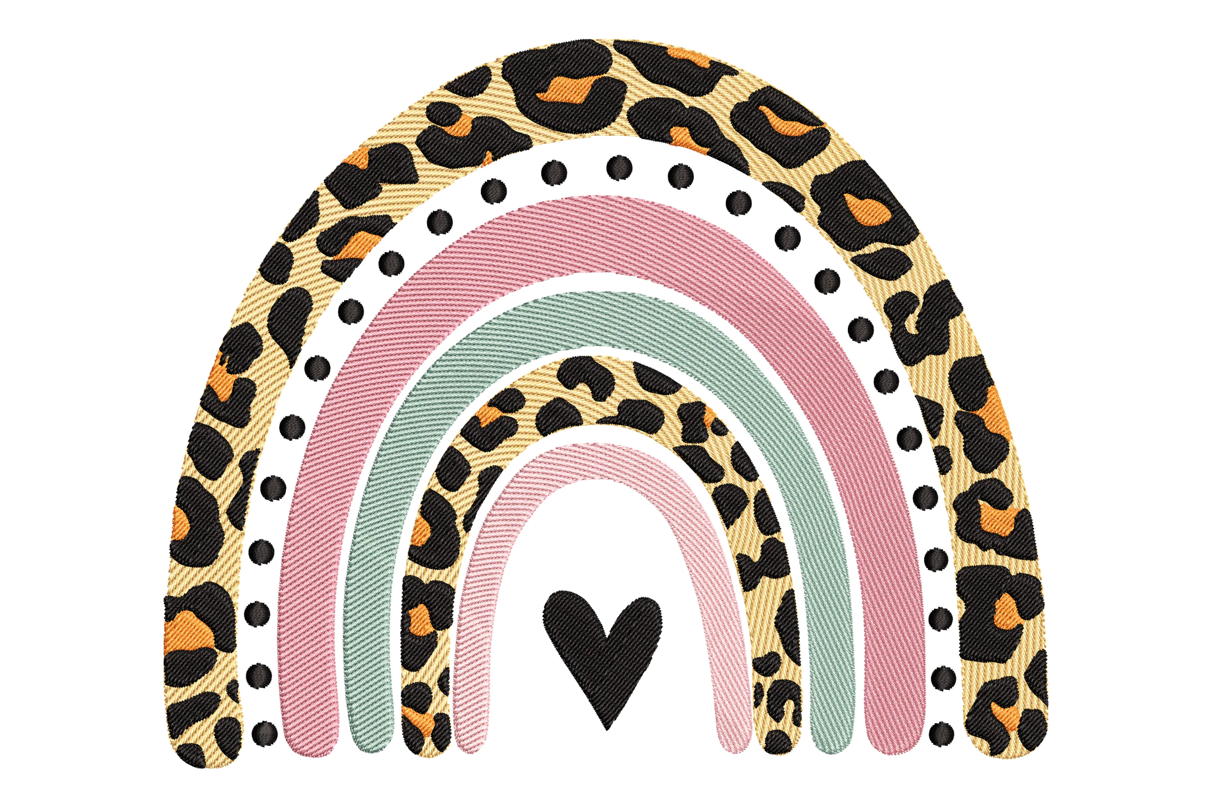 Leopard Print Rainbow Embroidery Design