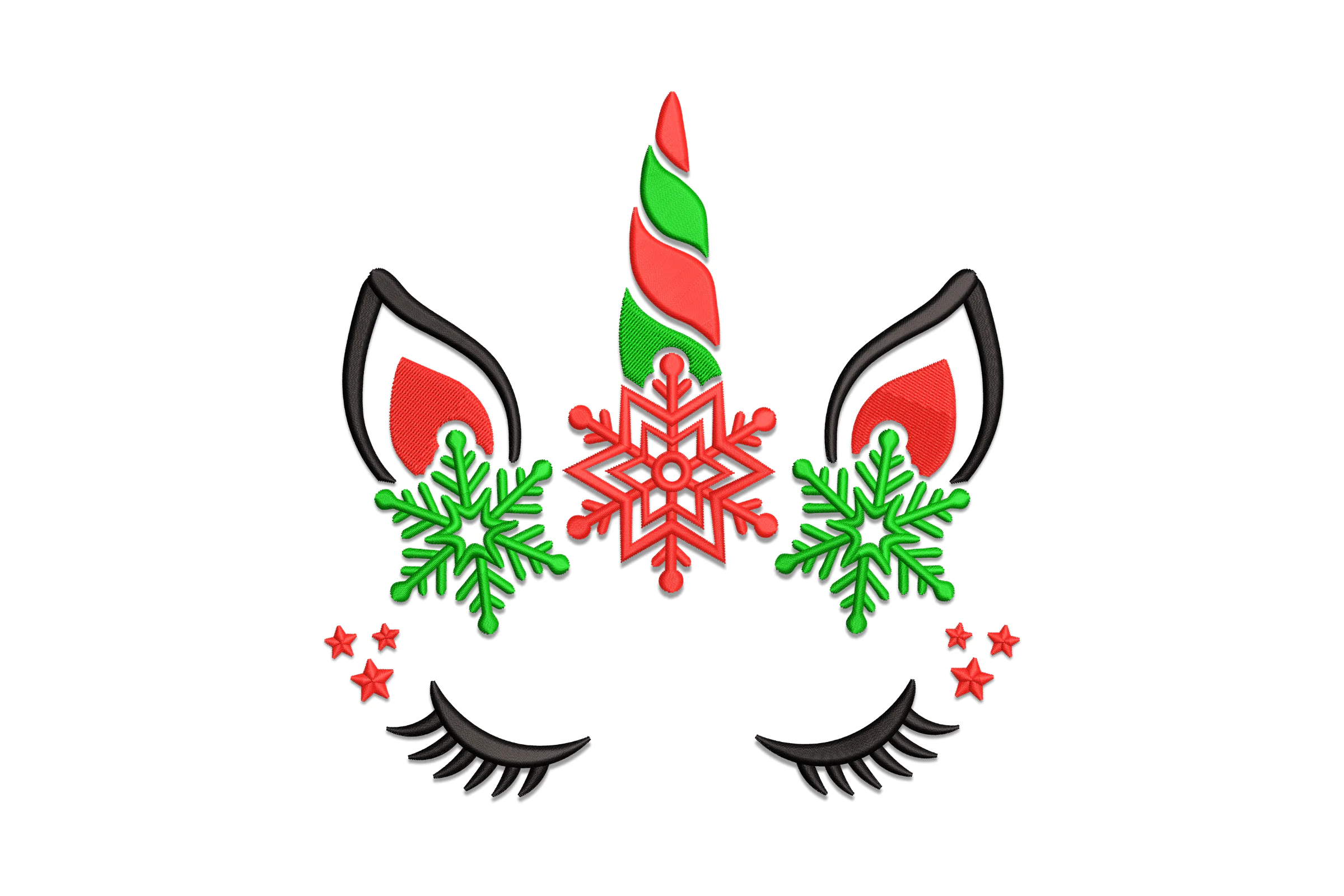 Christmas Unicorn Face Machine Embroidery Design