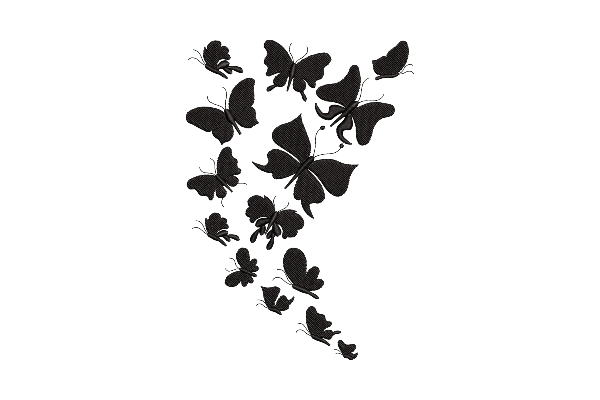 Elegant Black Butterfly Embroidery Design