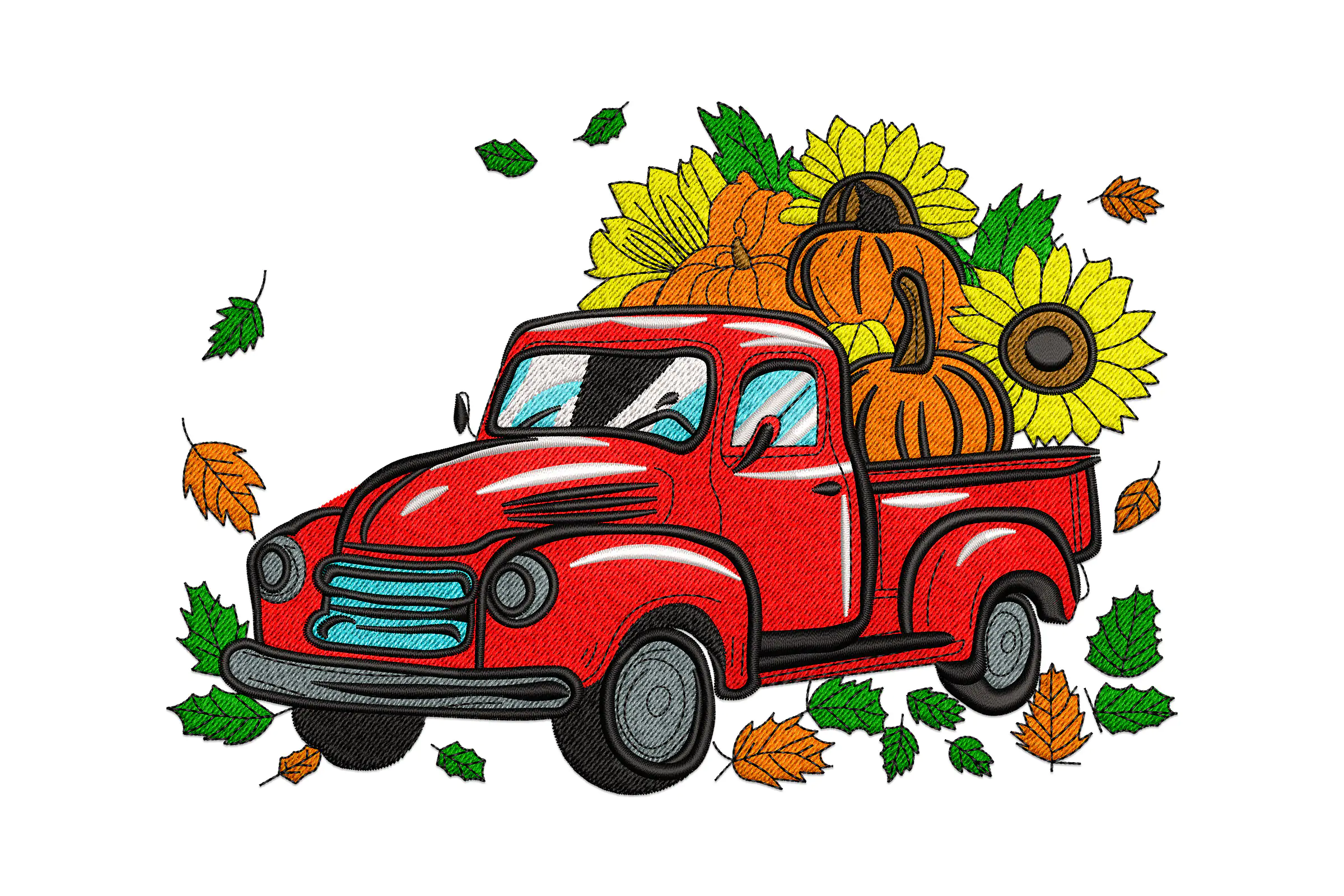 Truck with Pumpkins Embroidery Design