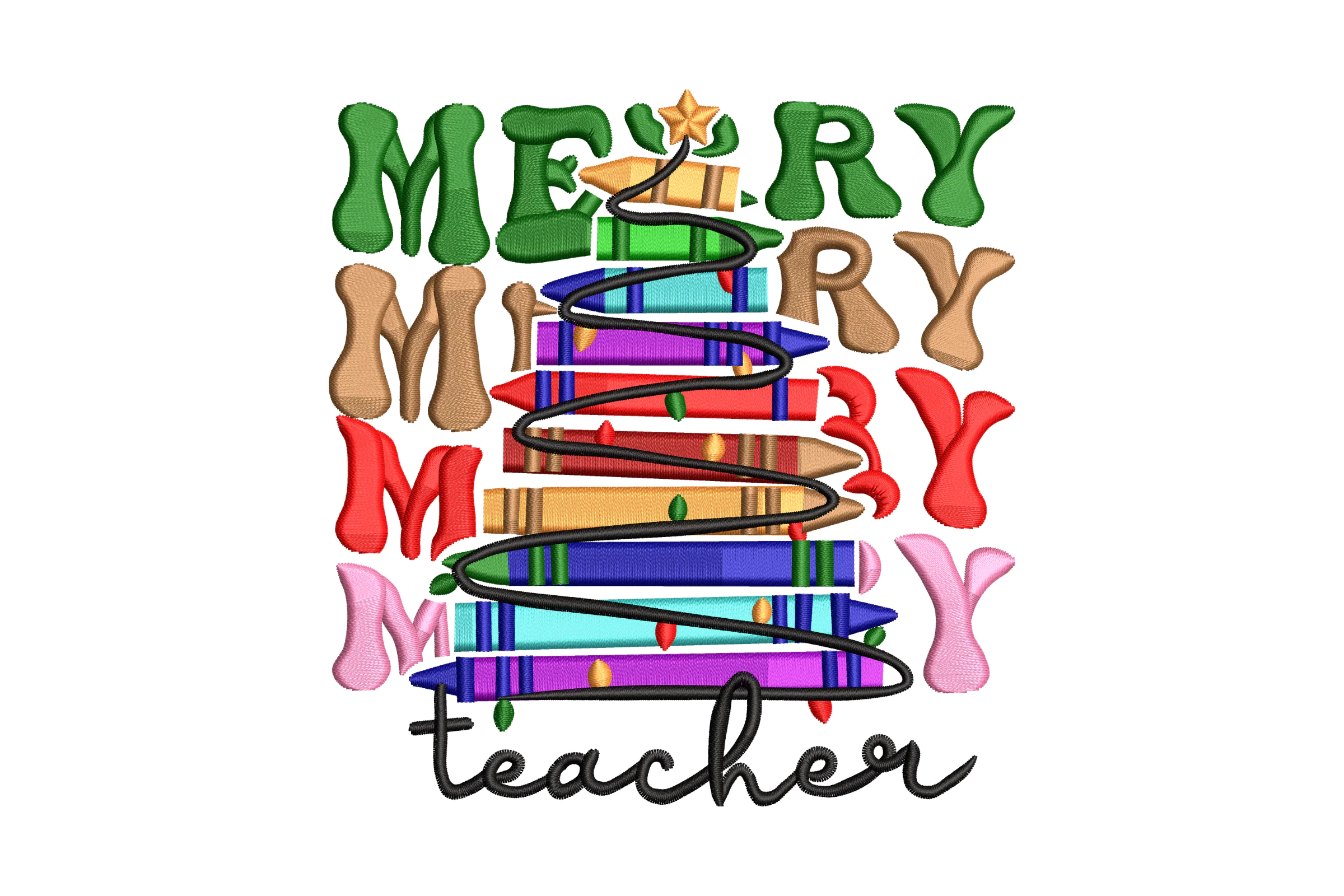 Merry Teacher Machine  Christmas Embroidery Design