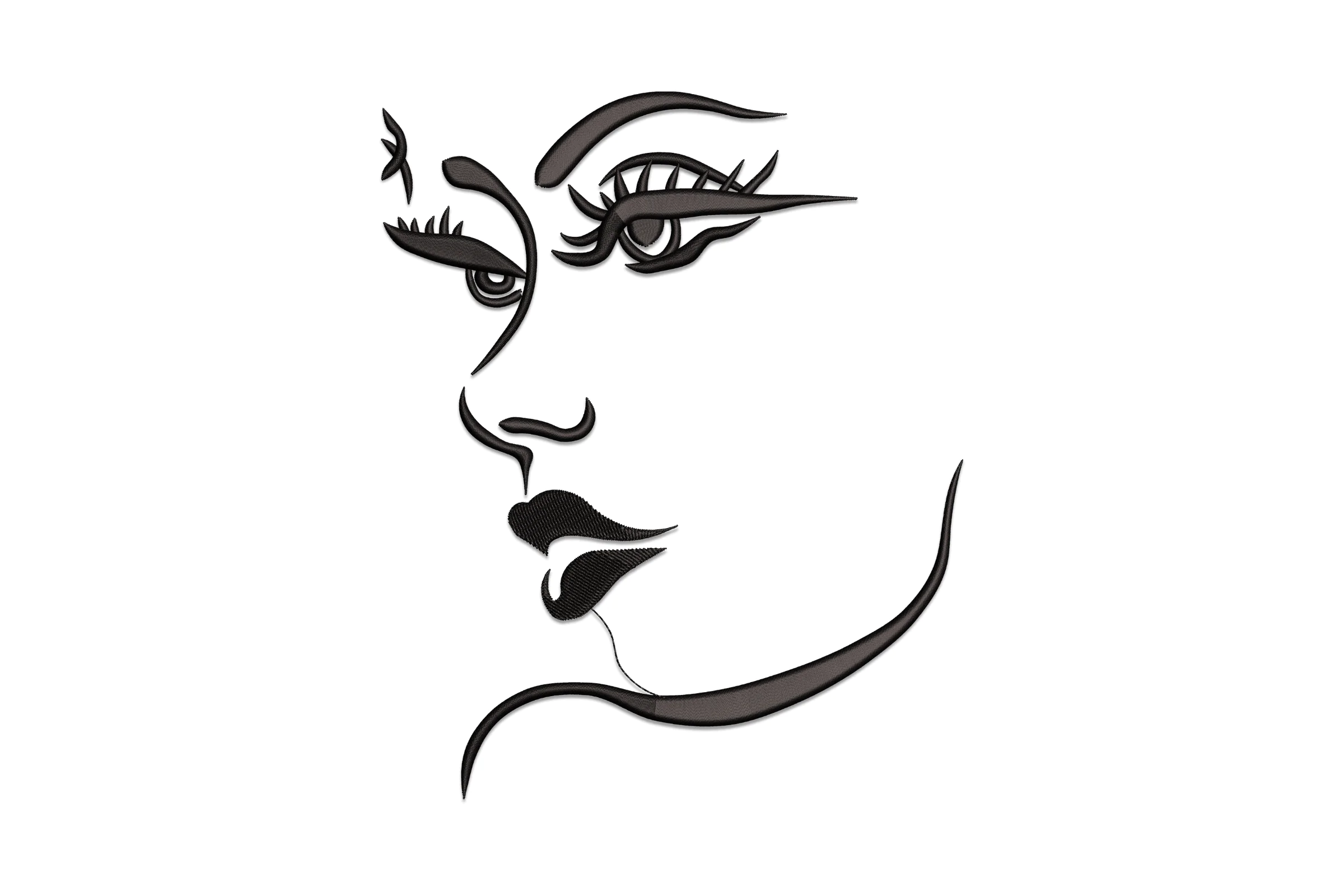 Woman Face And Lips Embroidery Design