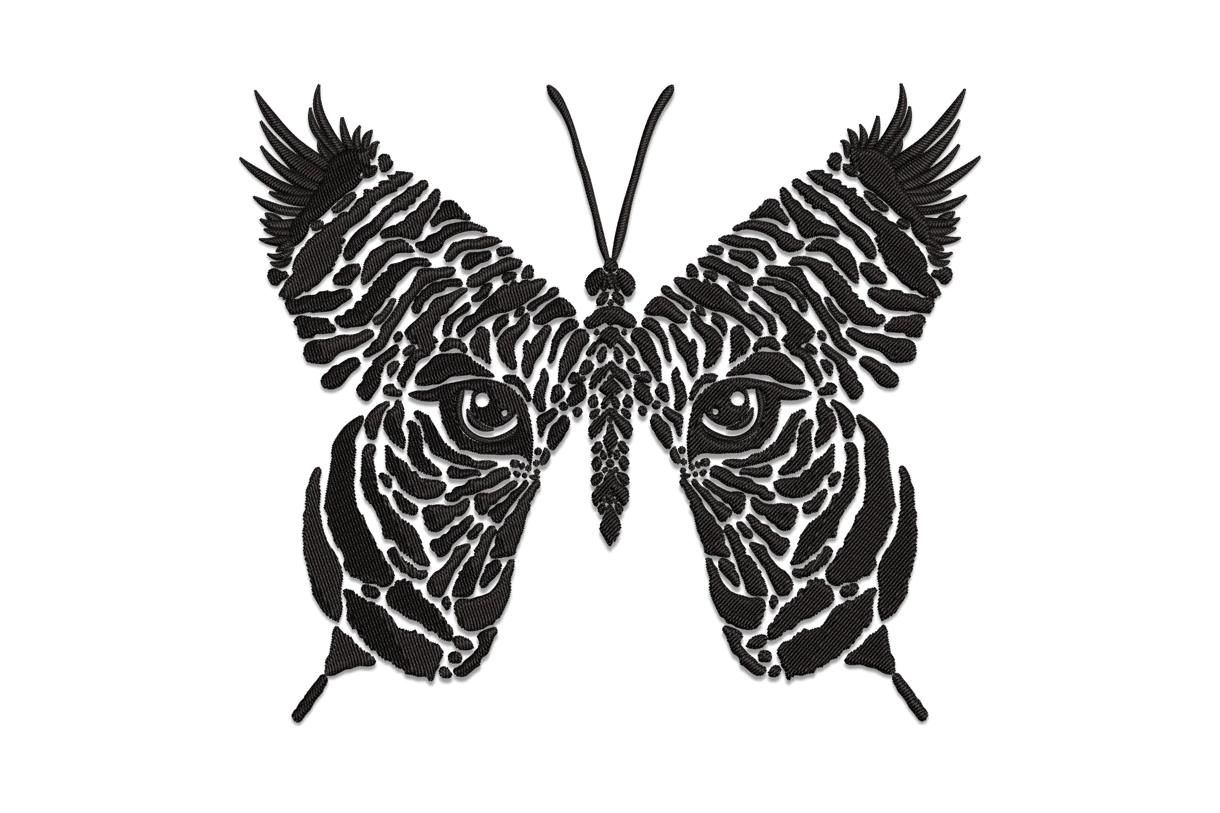 Butterfly with Tiger Eye Embroidery Design