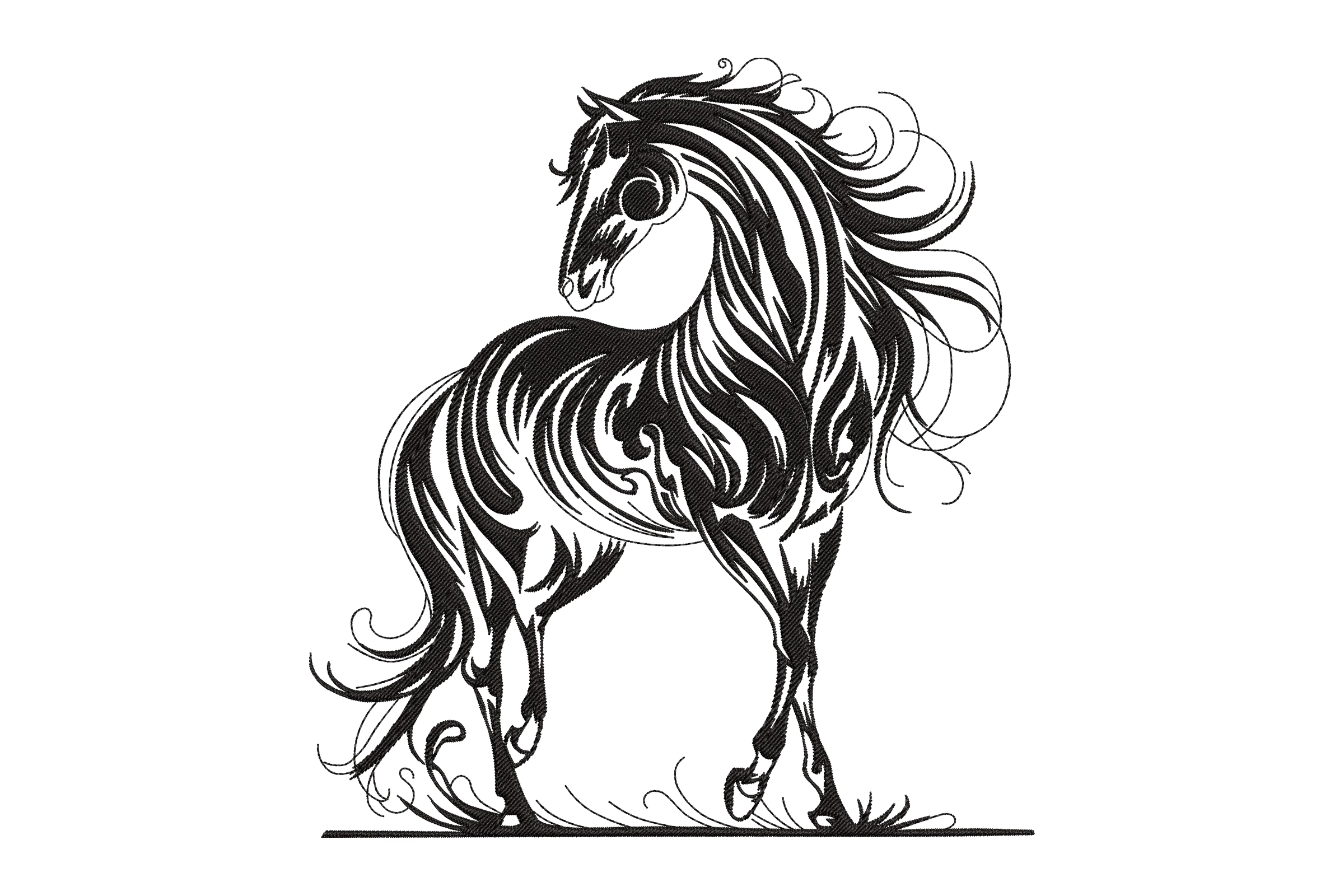 Stylized Horse Embroidery Design