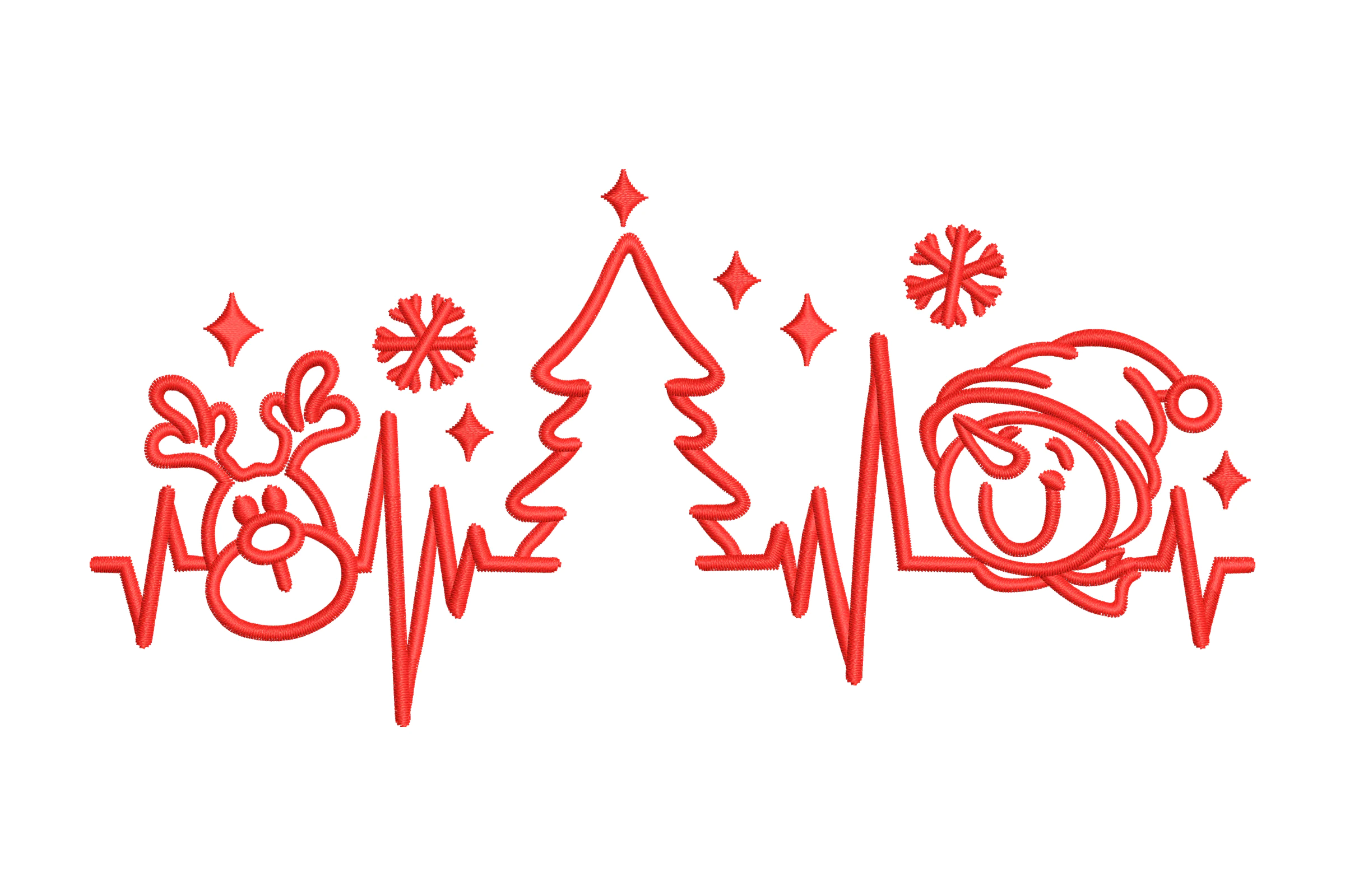 Christmas Heartbeat Line Embroidery Design