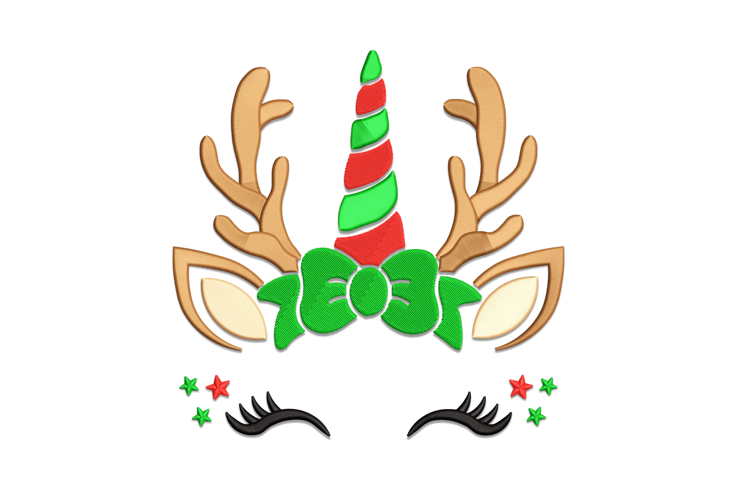 Christmas Unicorn Reindeer Embroidery Design