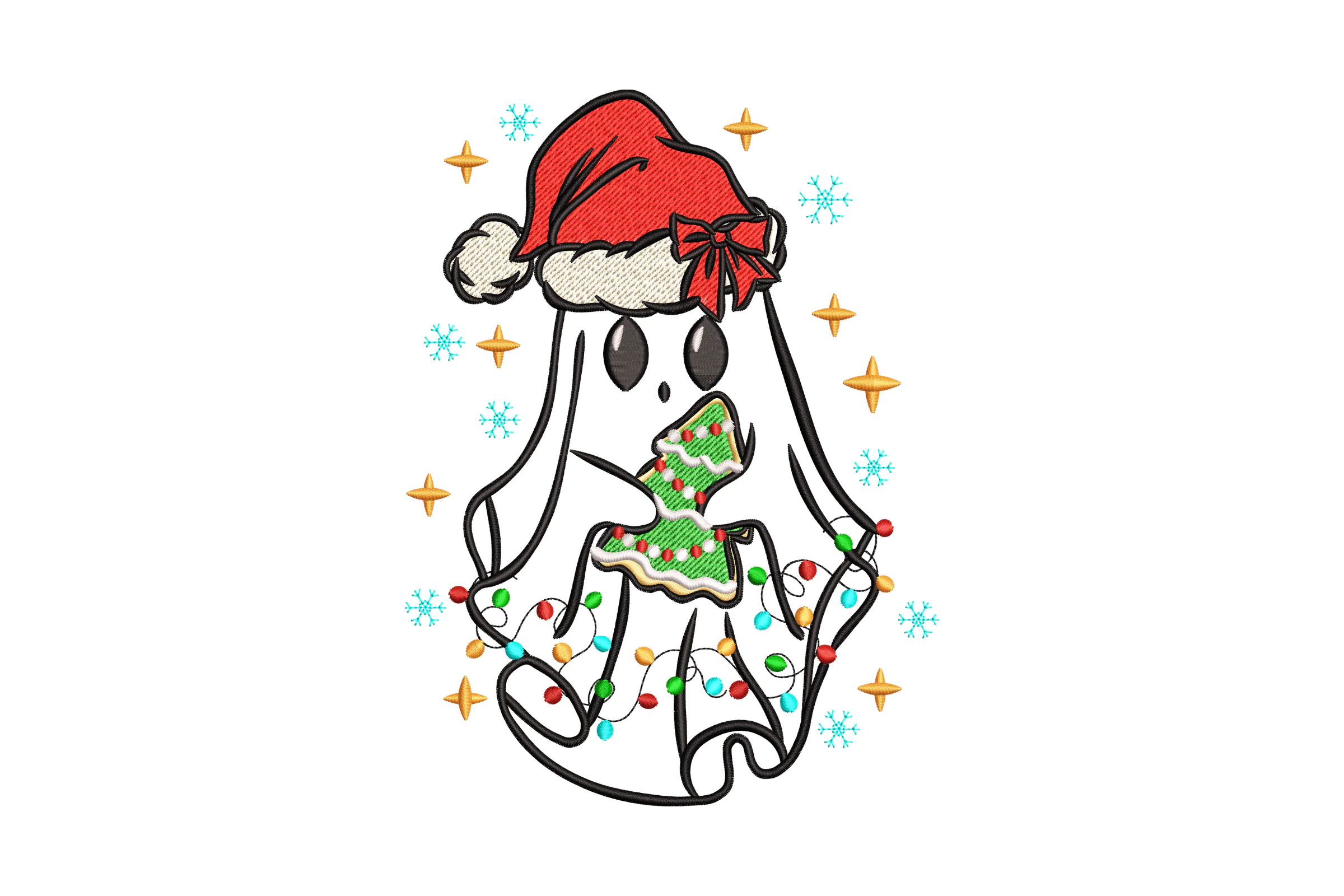 Christmas Ghost Embroidery Design Pattern