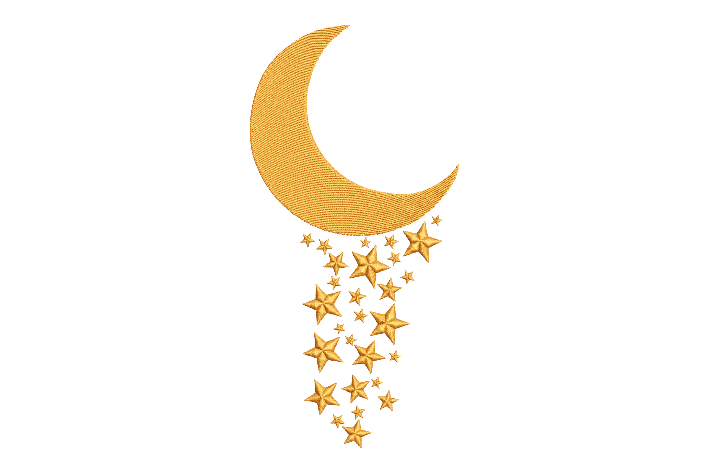 Moon with Falling Stars Embroidery Design