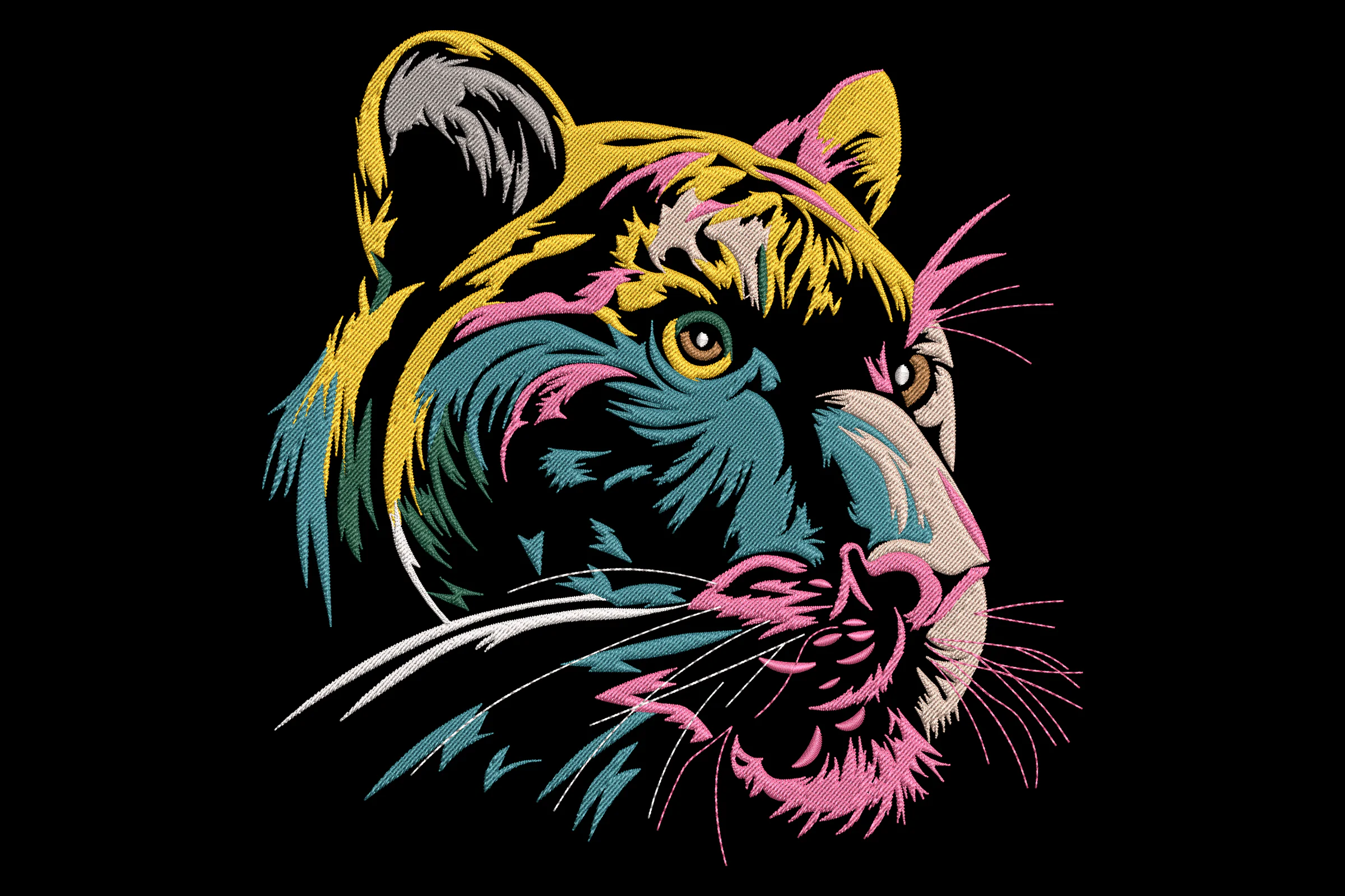 Vibrant Tiger Head Embroidery Design