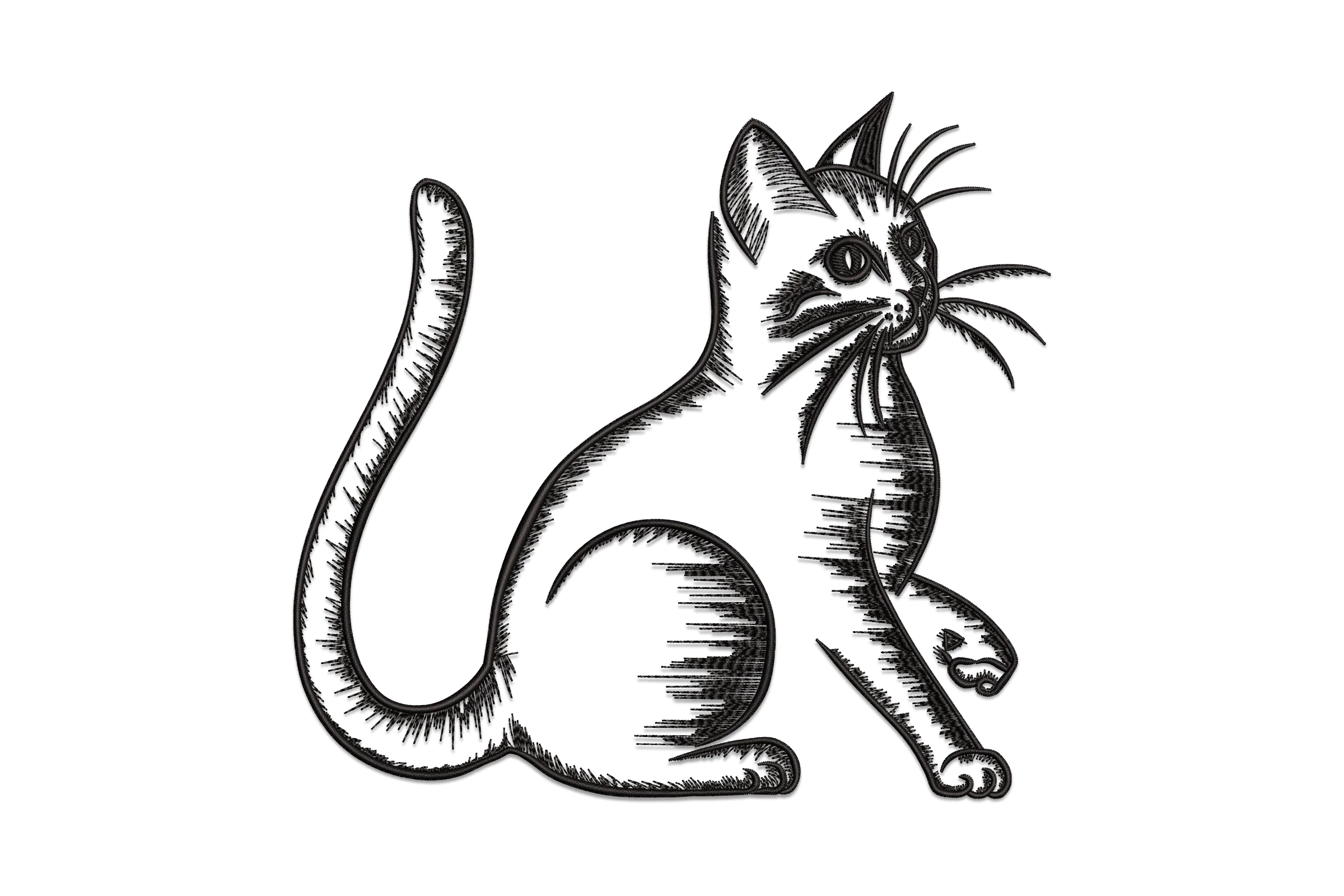 Cat Face Outline Embroidery Design