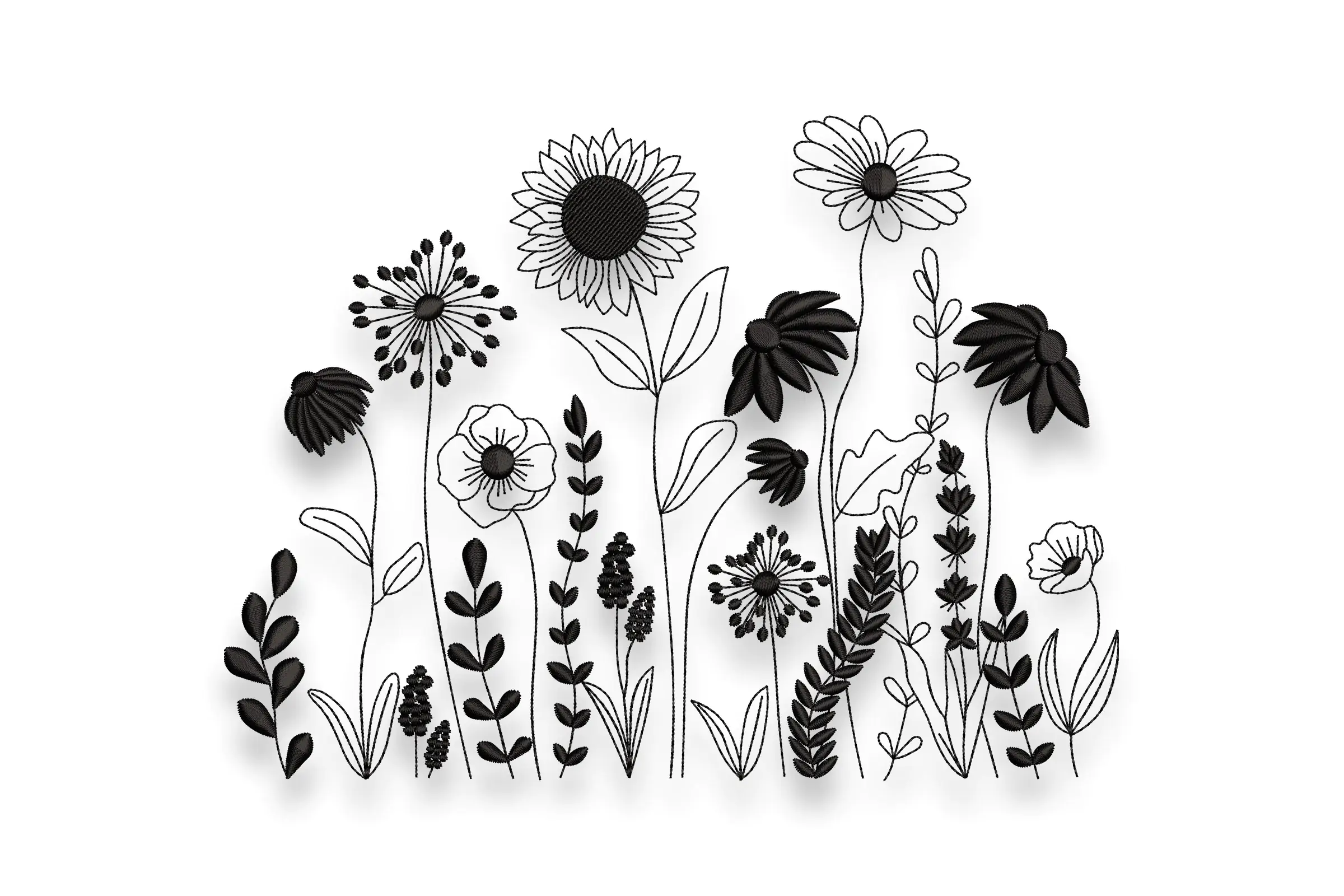 Summer Flowers Embroidery Design