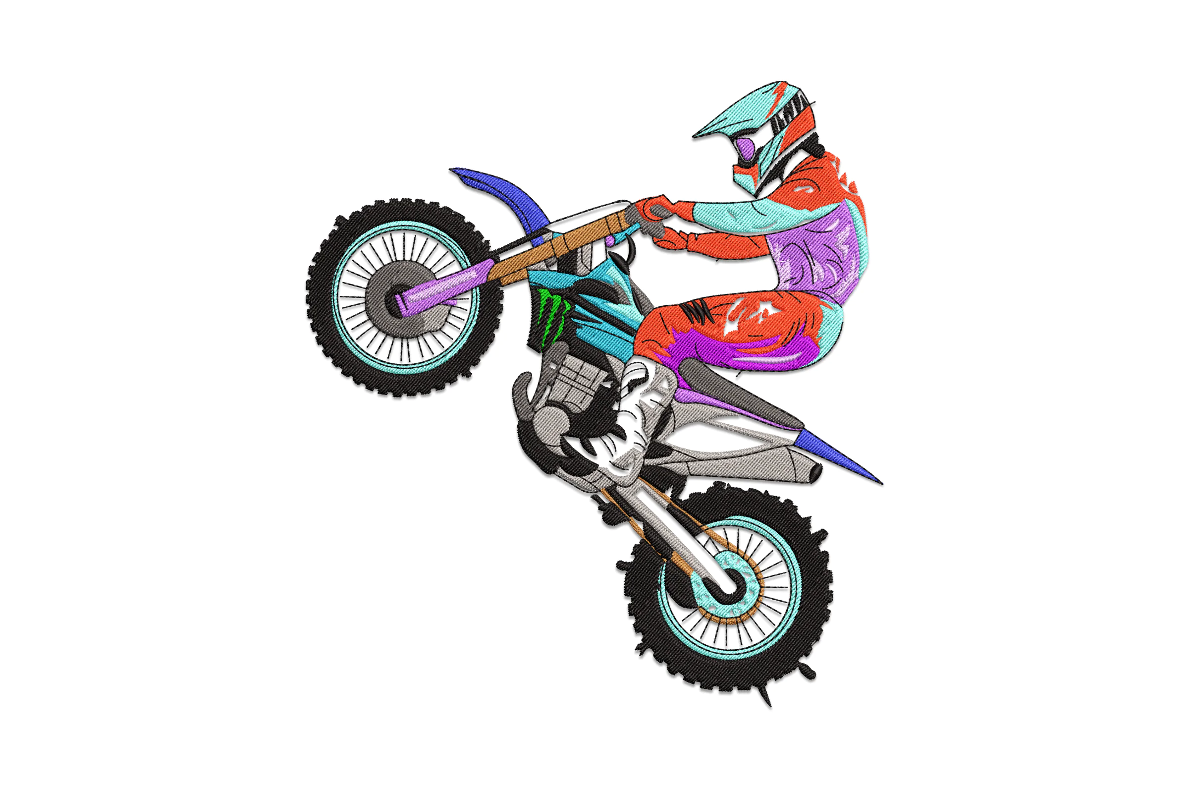 Motocross Rider Embroidery Design Pattern