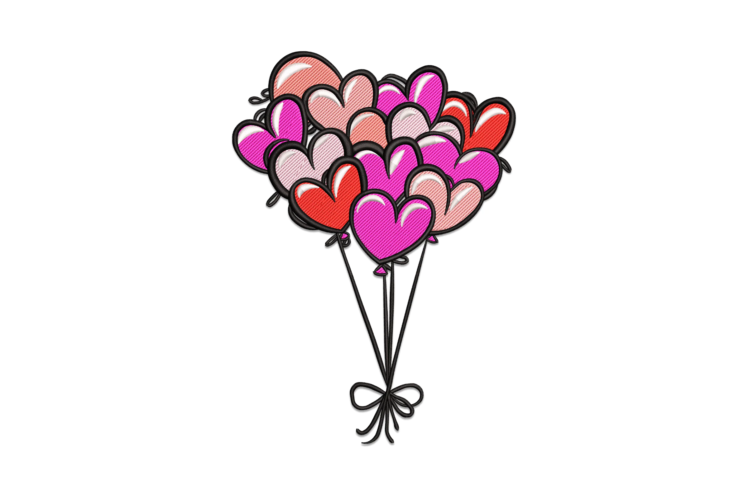 Heart Balloons Applique Embroidery Design File