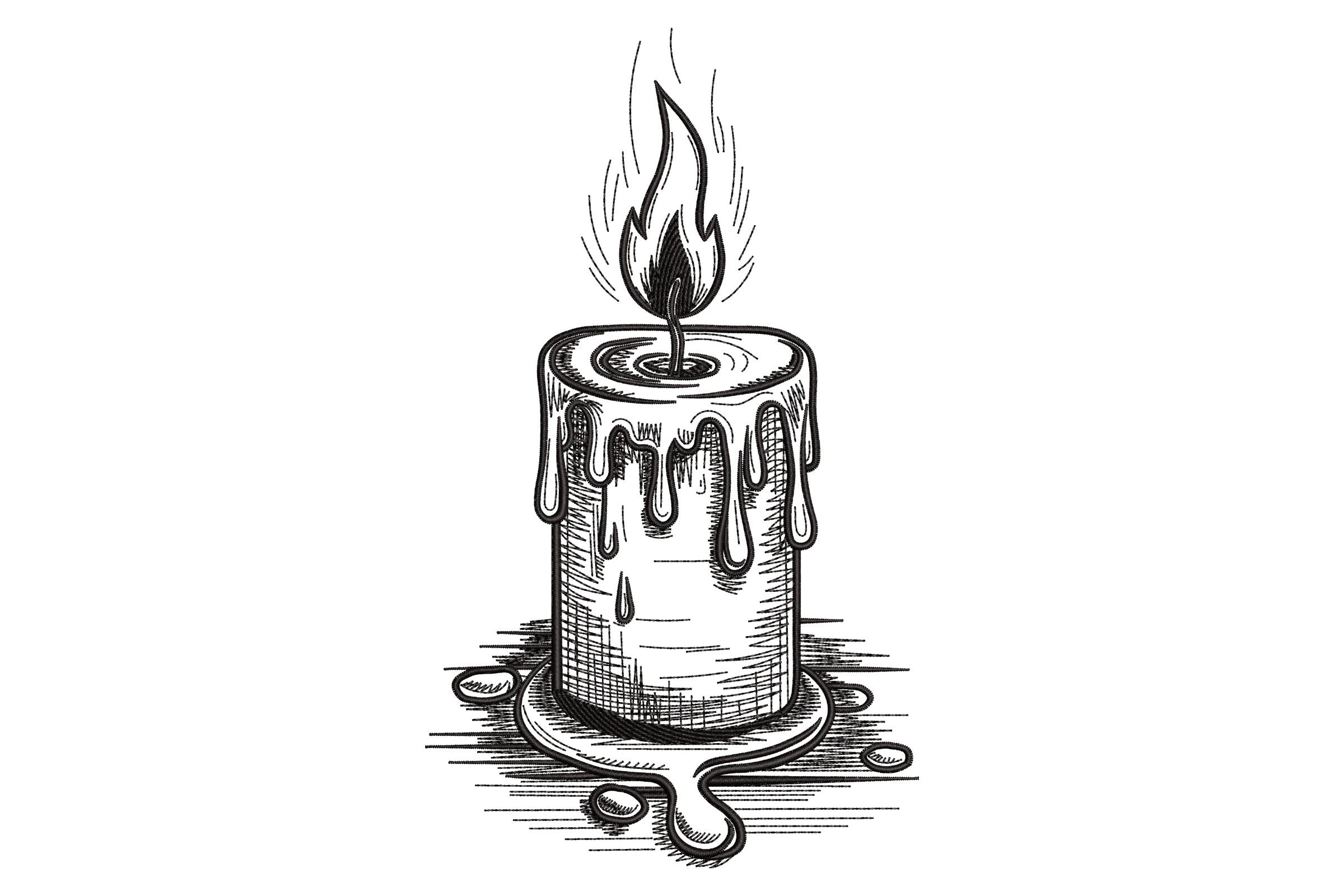 Dripping Candle Embroidery Design