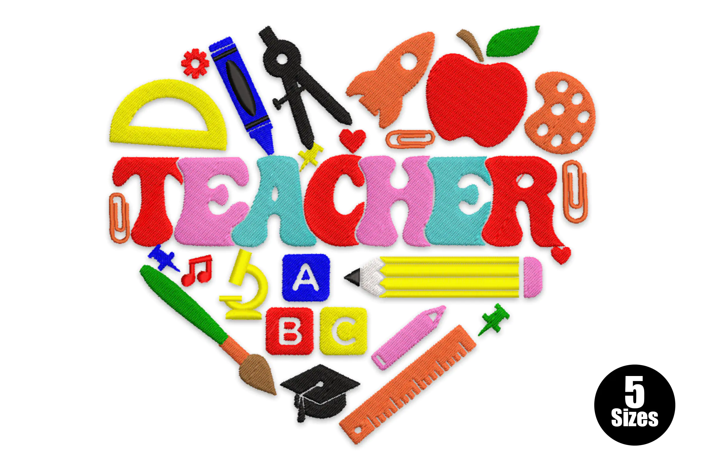 Teacher Heart Embroidery Design File