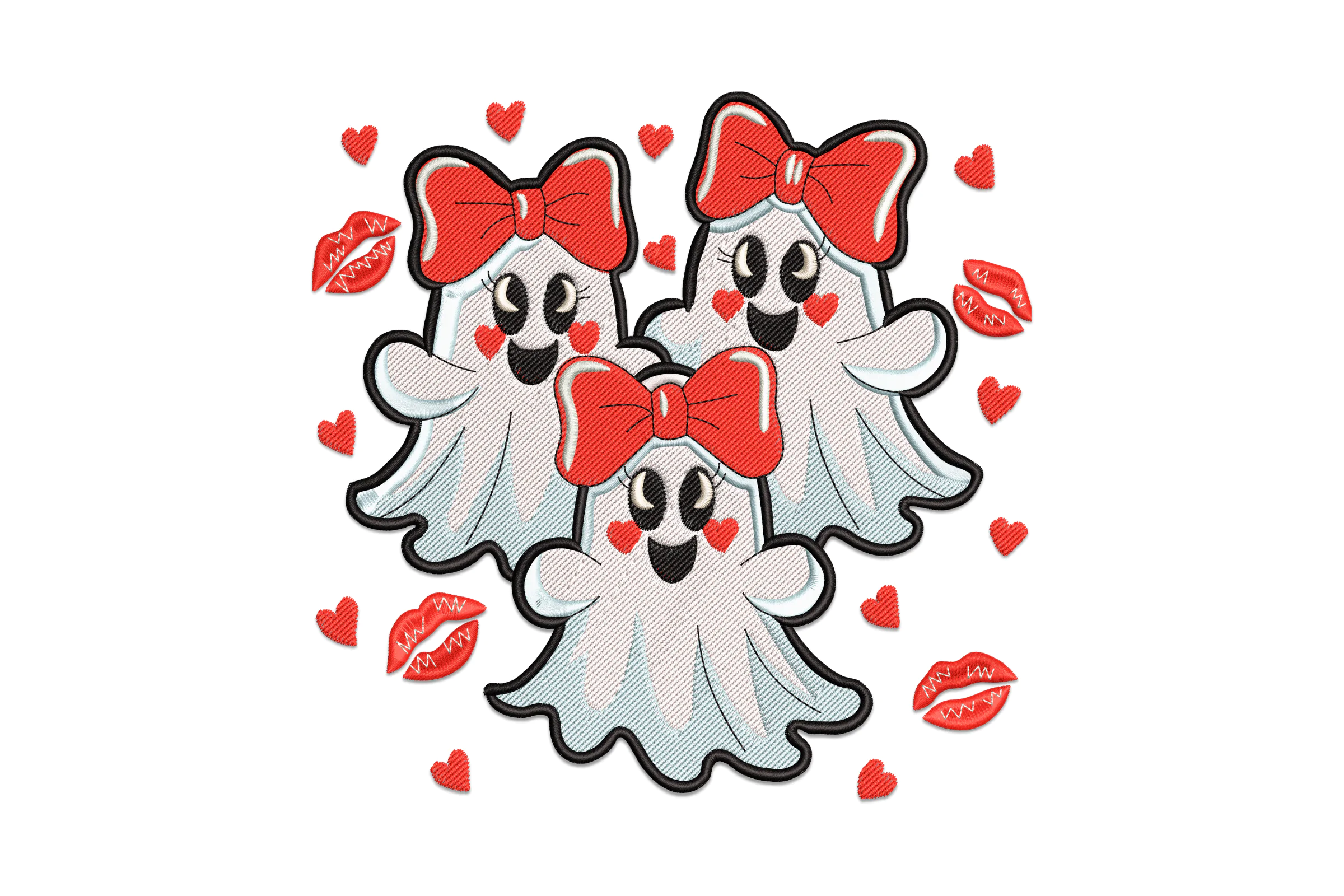 Cute Valentine Ghost Embroidery Designs