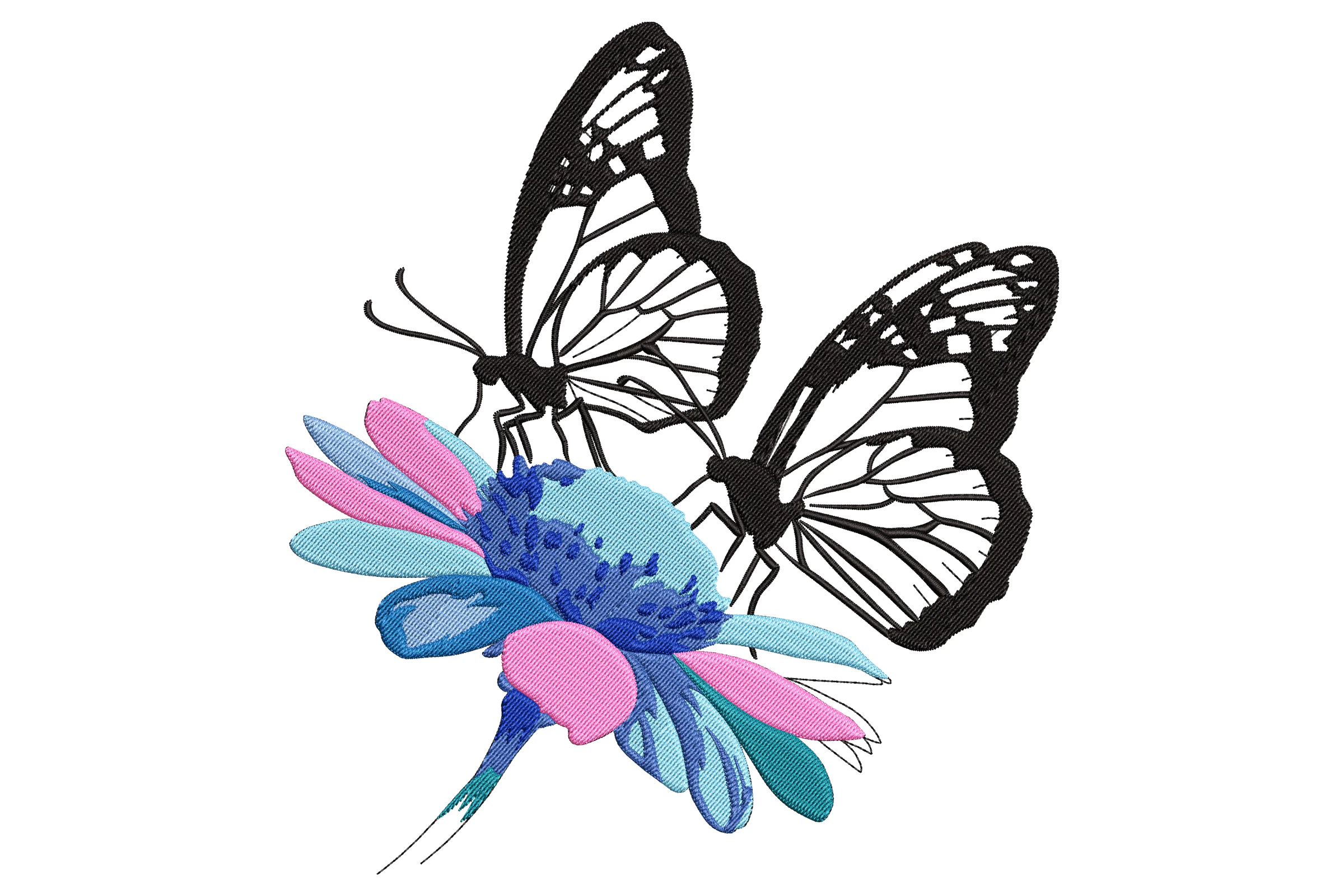 Butterflies and Flower Embroidery Design